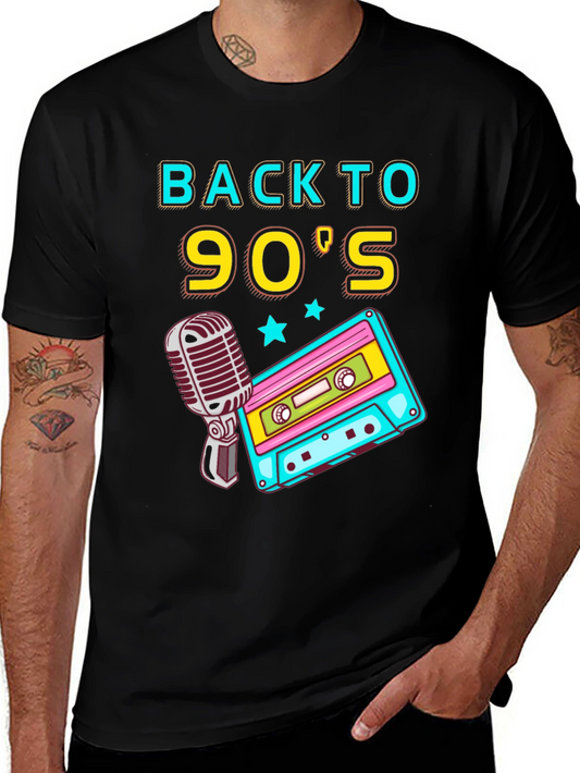 Back to the 90s T-Shirt Retro Cassette Tape & Microphone