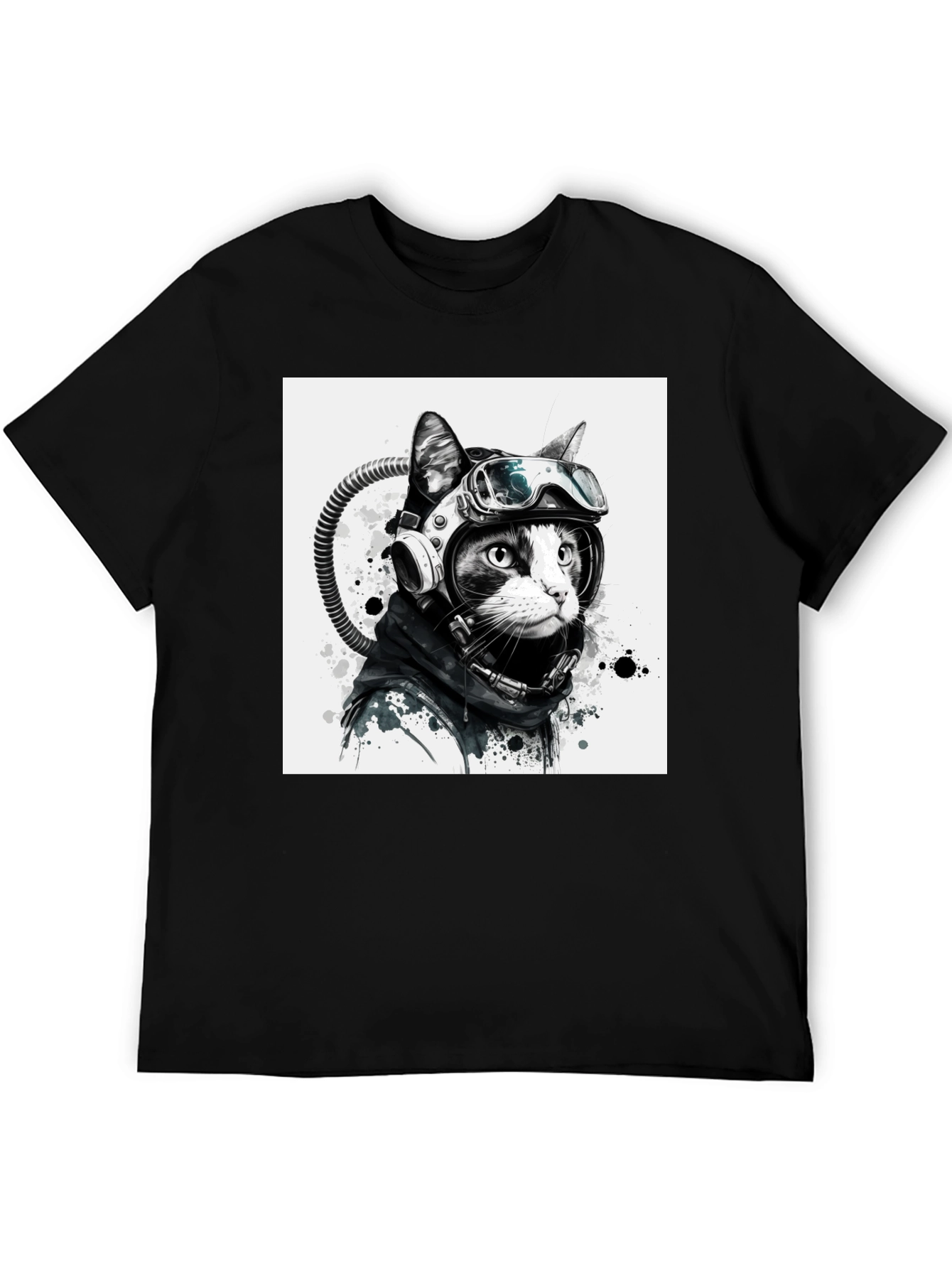 Astronaut Cat Graphic T-Shirt - Unisex Black Tee