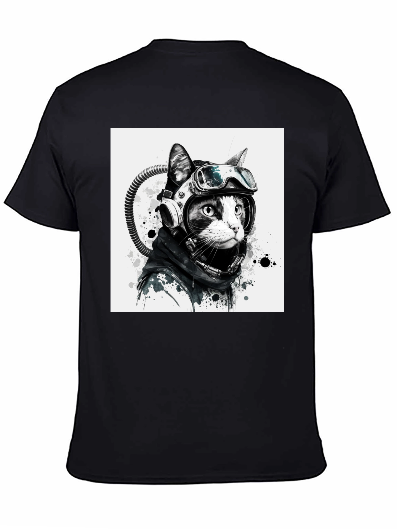 Astronaut Cat Graphic T-Shirt - Unisex Black Tee