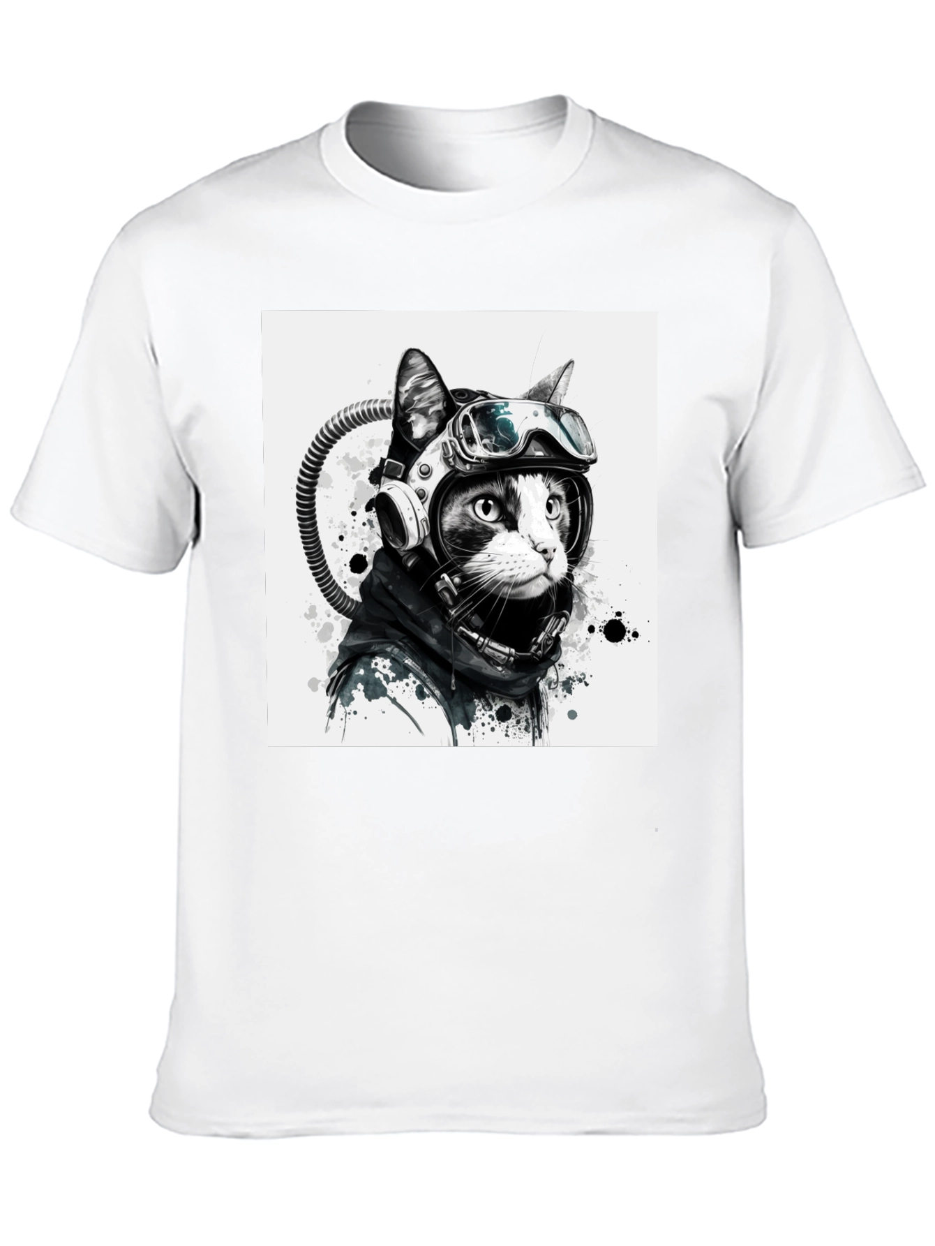 Astronaut Cat Graphic T-Shirt - Unisex Black Tee
