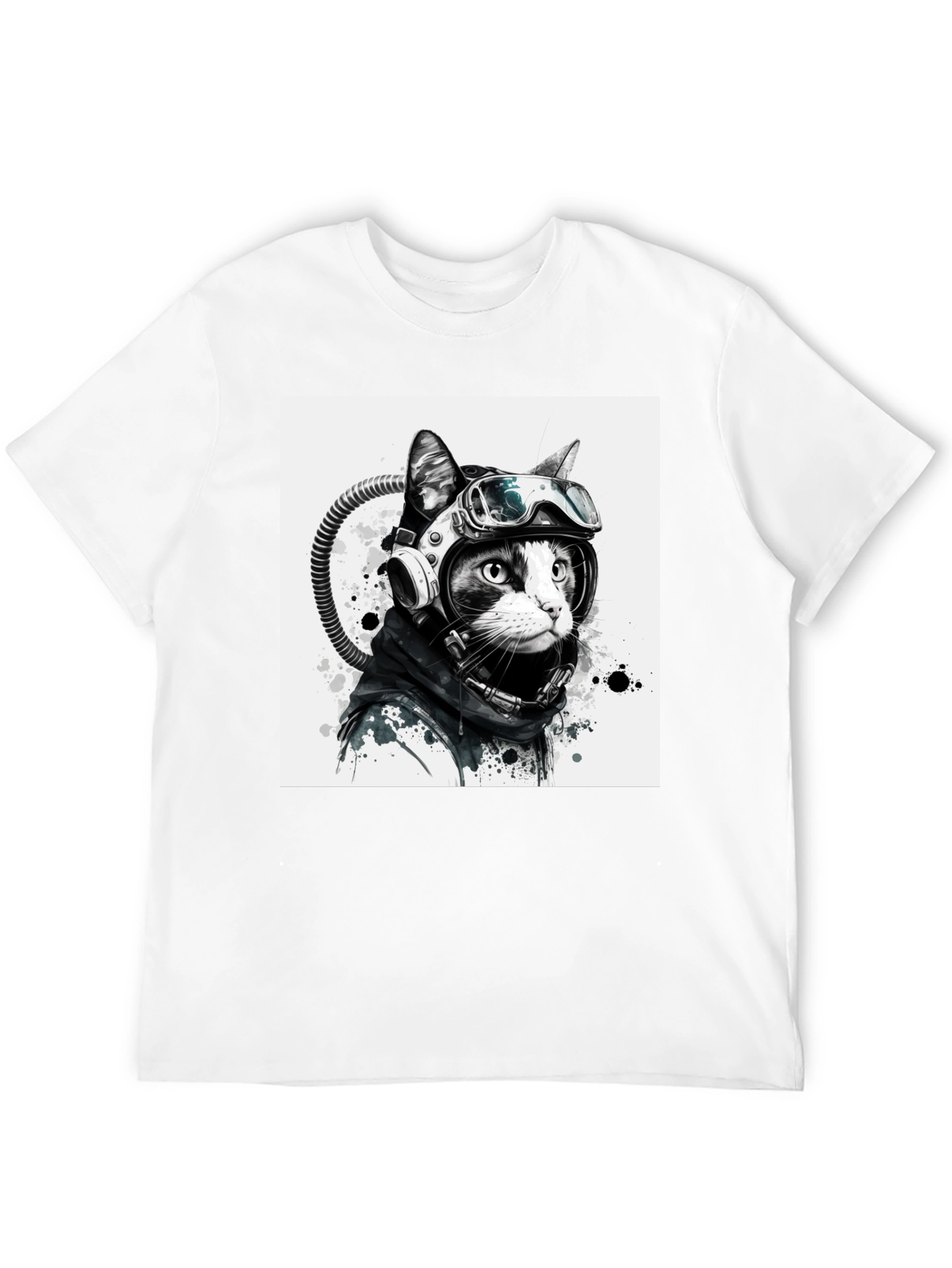 Astronaut Cat Graphic T-Shirt - Unisex Black Tee