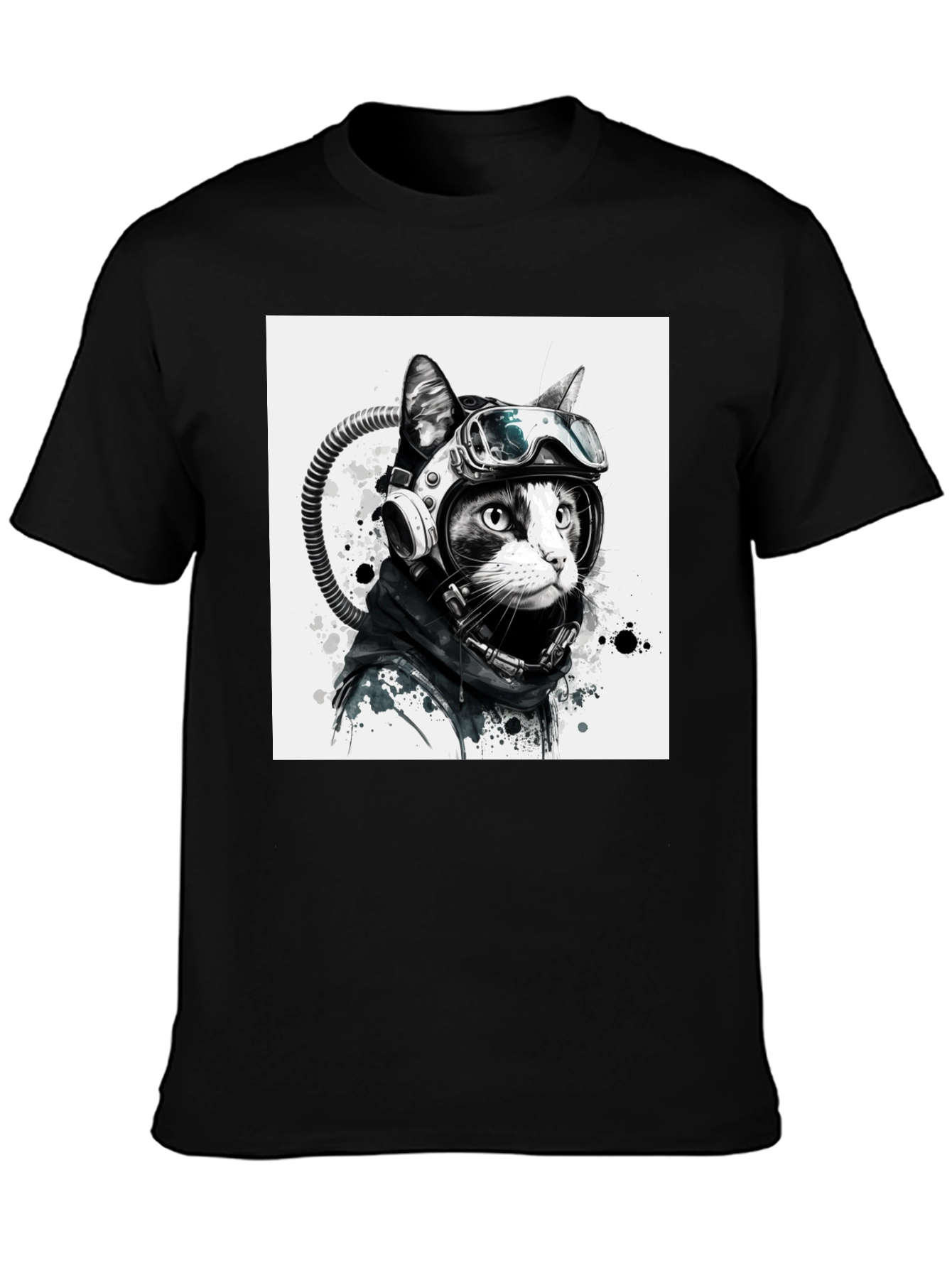 Astronaut Cat Graphic T-Shirt - Unisex Black Tee