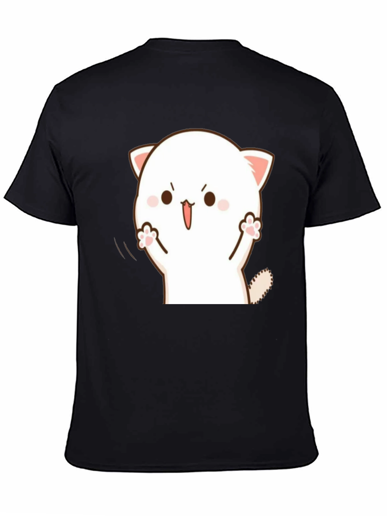 Cute Cat Graphic Black T-Shirt