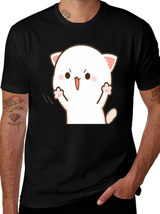 Cute Cat Graphic Black T-Shirt
