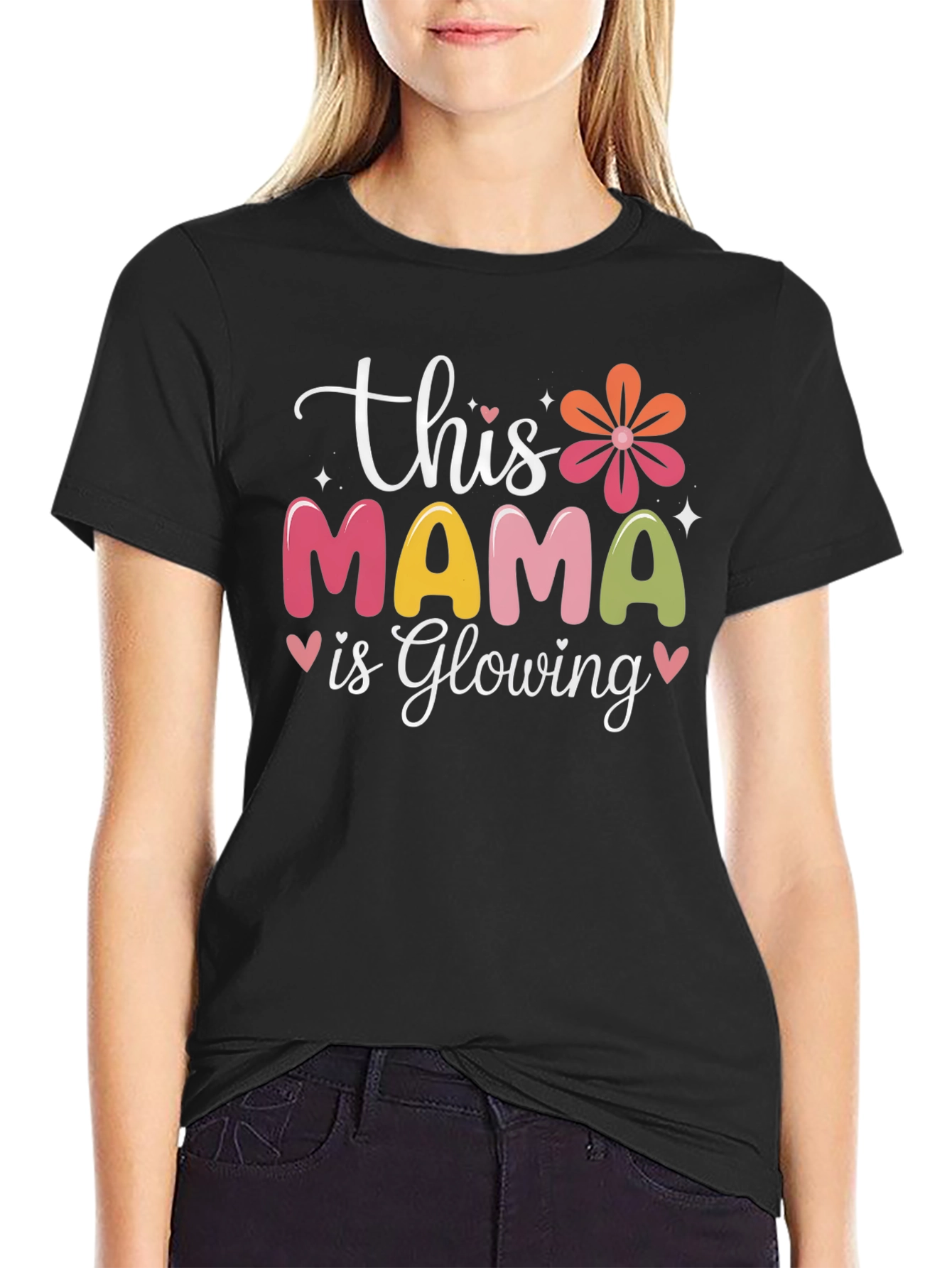 Mama Glowing Graphic Tee - Soft Cotton Blend