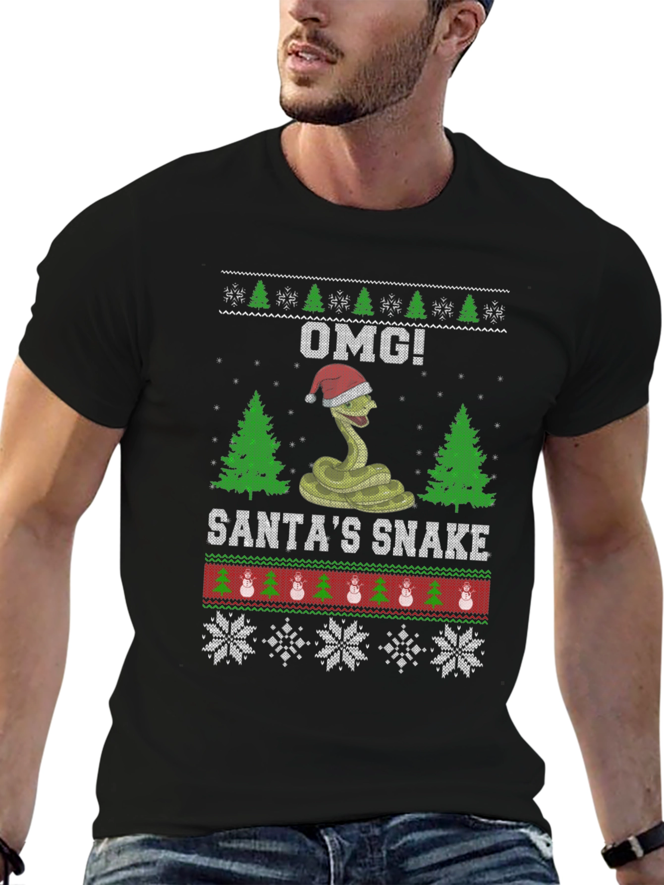 OMG! Santas Snake Ugly Christmas T-Shirt