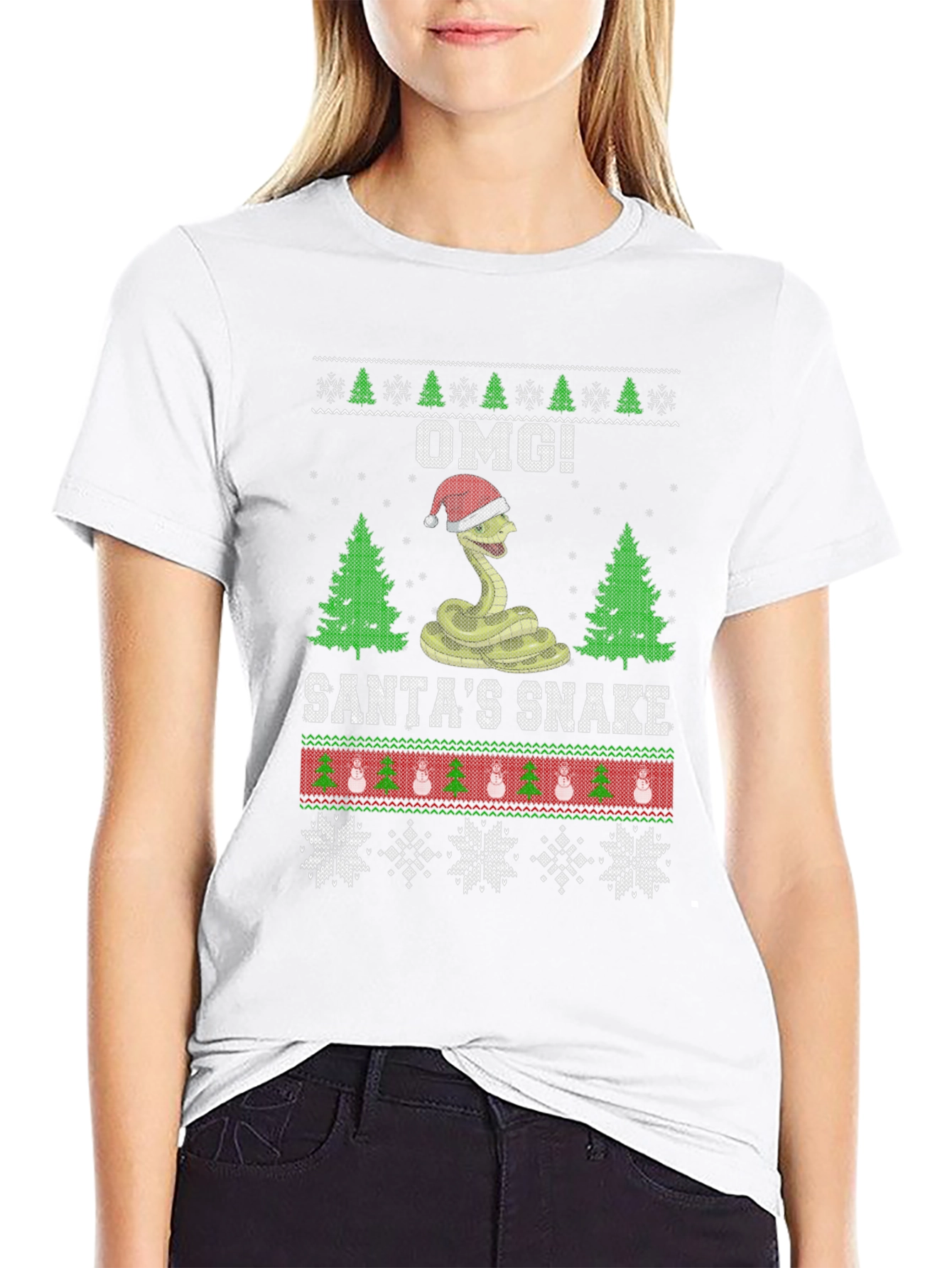 OMG! Santas Snake Ugly Christmas T-Shirt