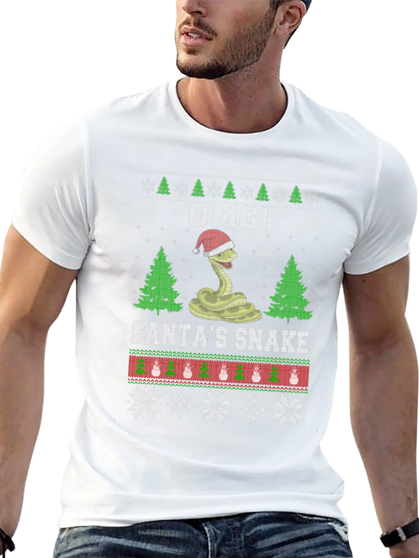 OMG! Santas Snake Ugly Christmas T-Shirt