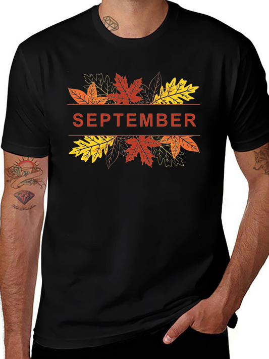 September Fall Leaves Graphic T-Shirt