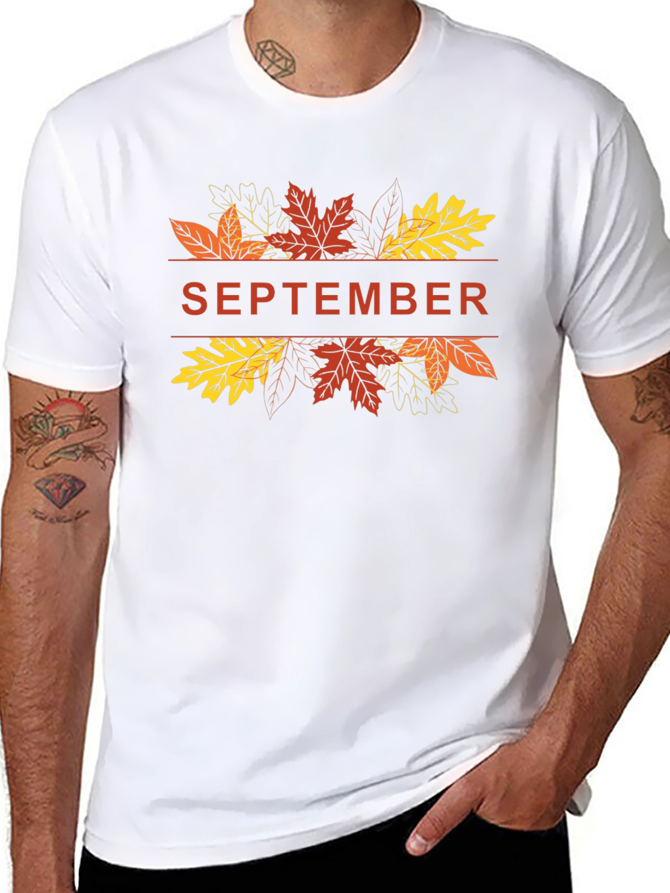 September Fall Leaves Graphic T-Shirt