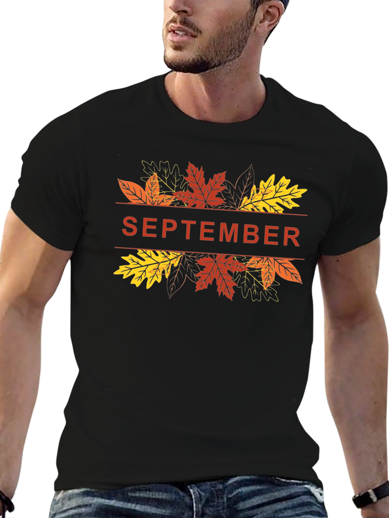September Fall Leaves Graphic T-Shirt