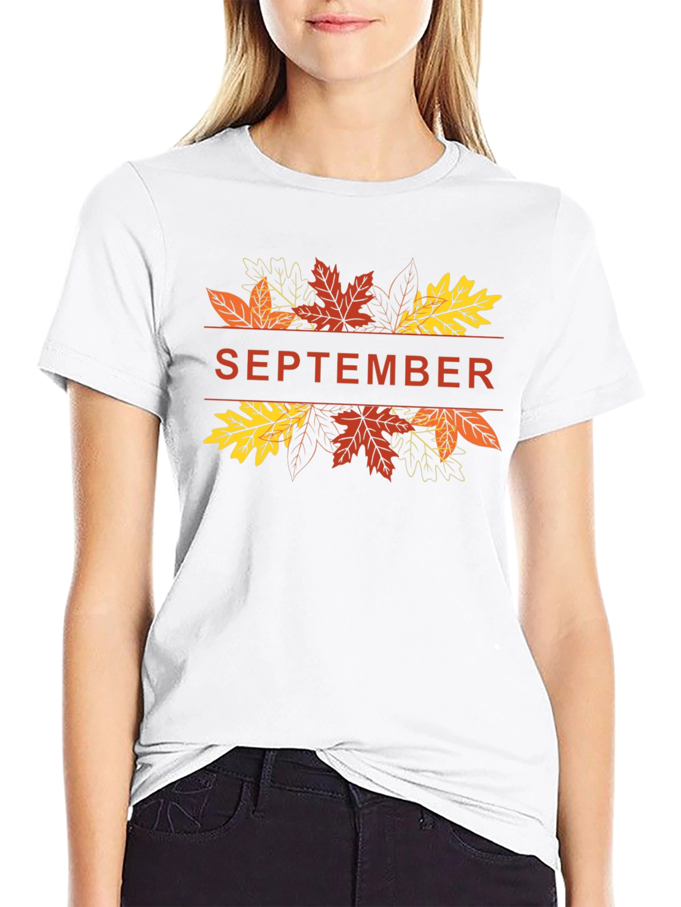 September Fall Leaves Graphic T-Shirt