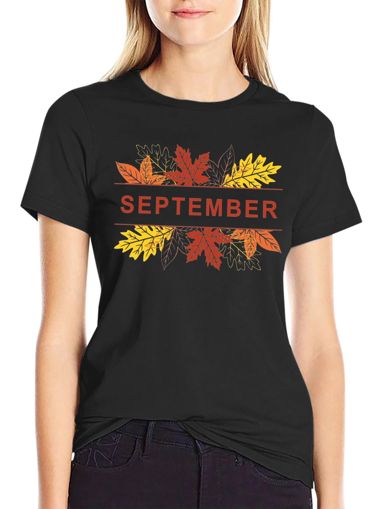 September Fall Leaves Graphic T-Shirt