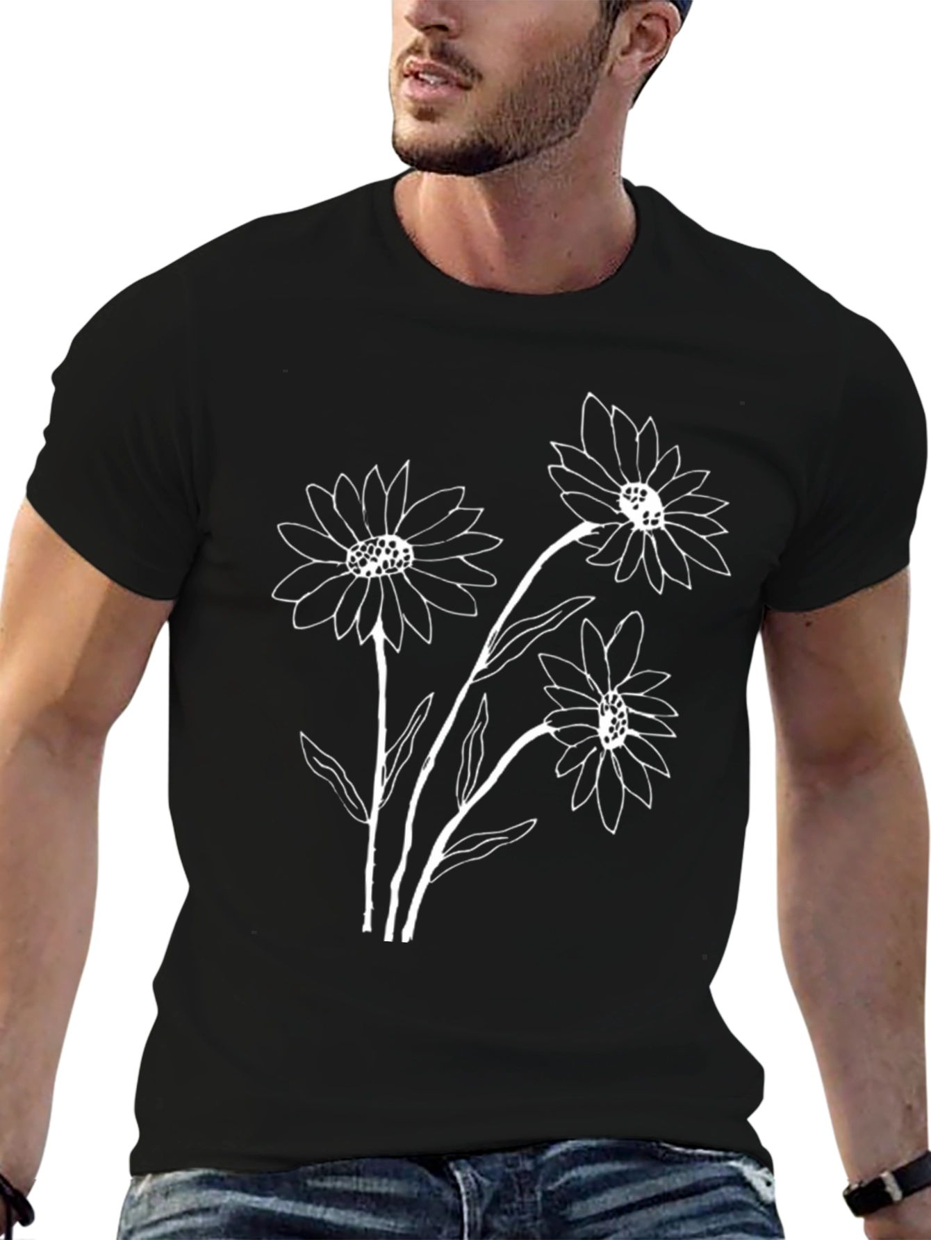 Black Floral Graphic Tee - Stylish Casual Wear