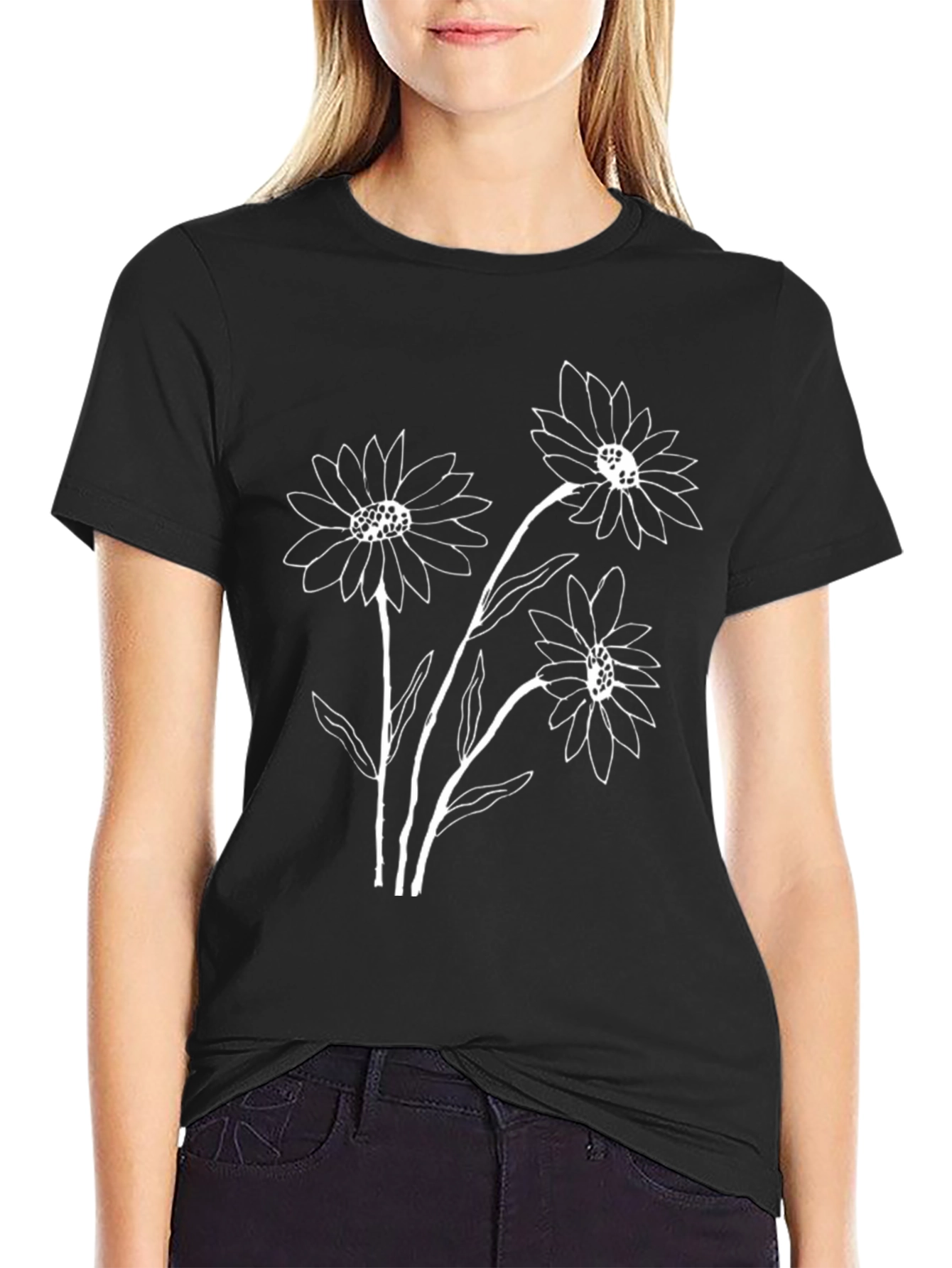 Black Floral Graphic Tee - Stylish Casual Wear