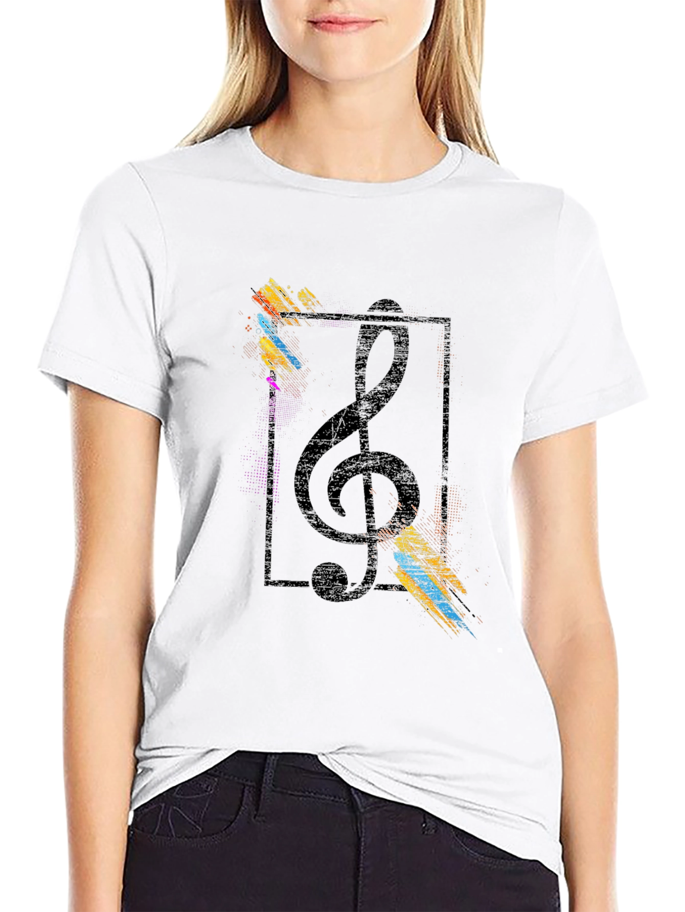 Musical Note Graphic Black T-Shirt