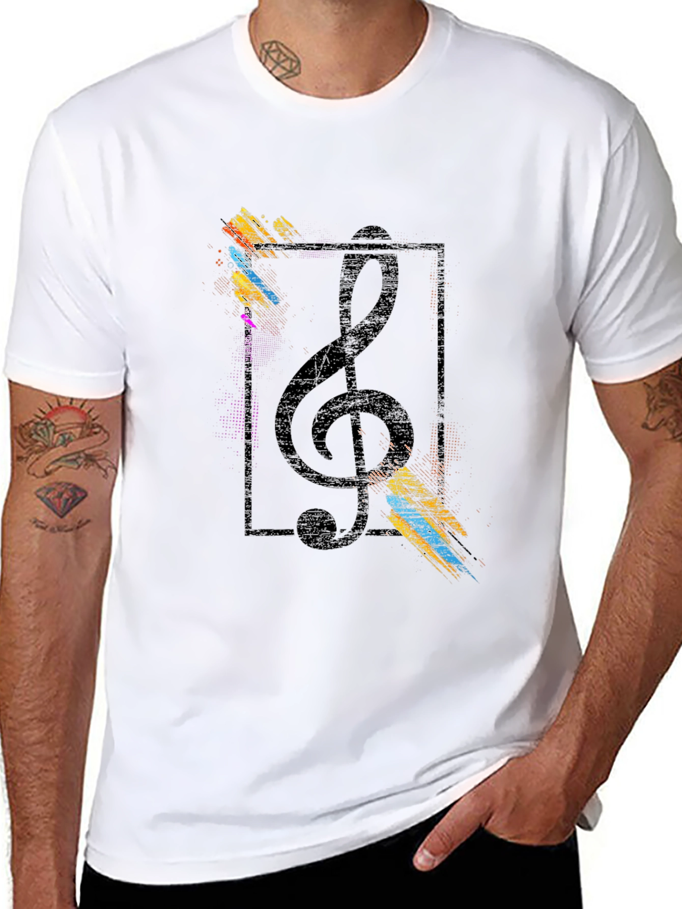 Musical Note Graphic Black T-Shirt