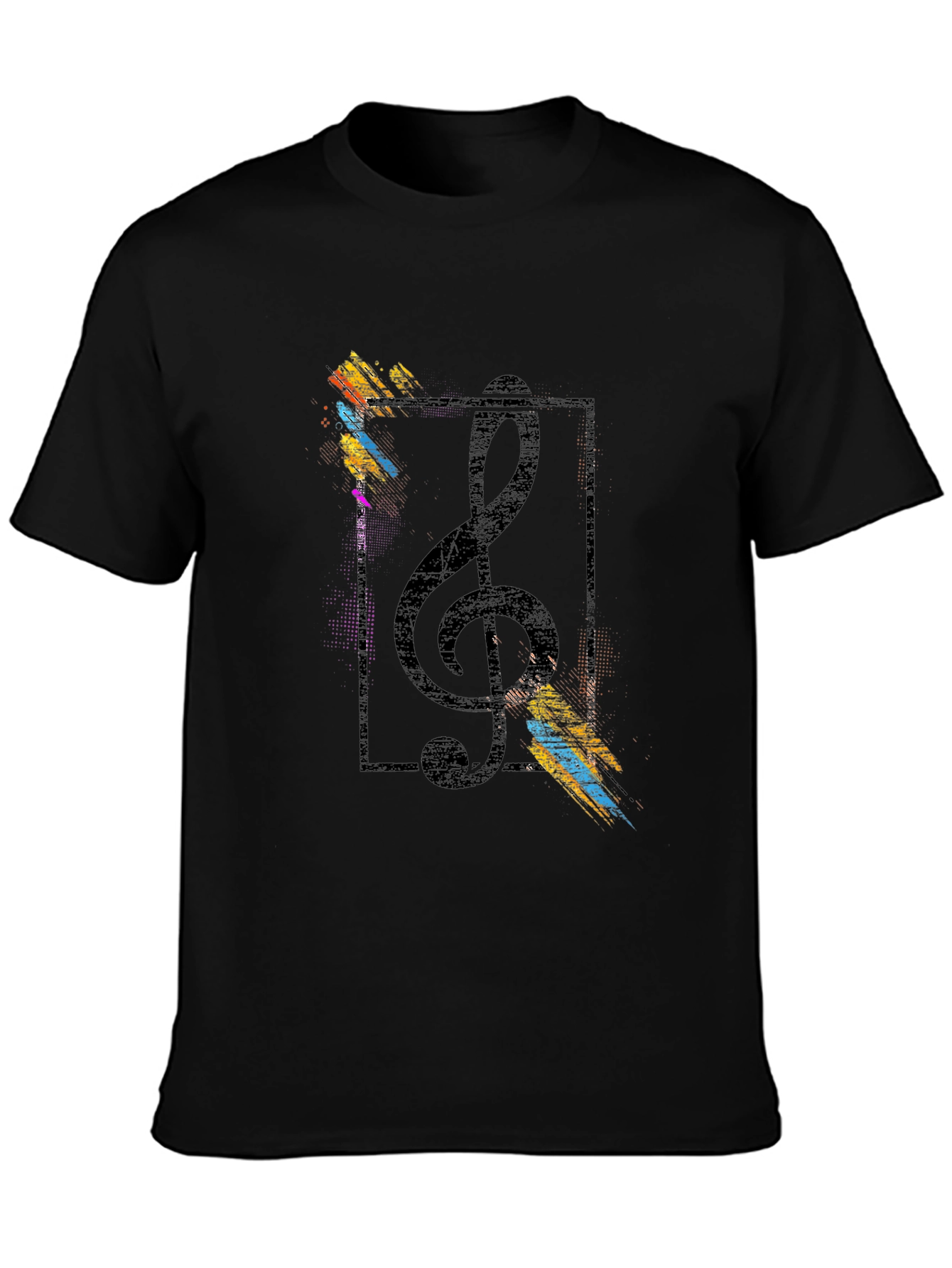 Musical Note Graphic Black T-Shirt