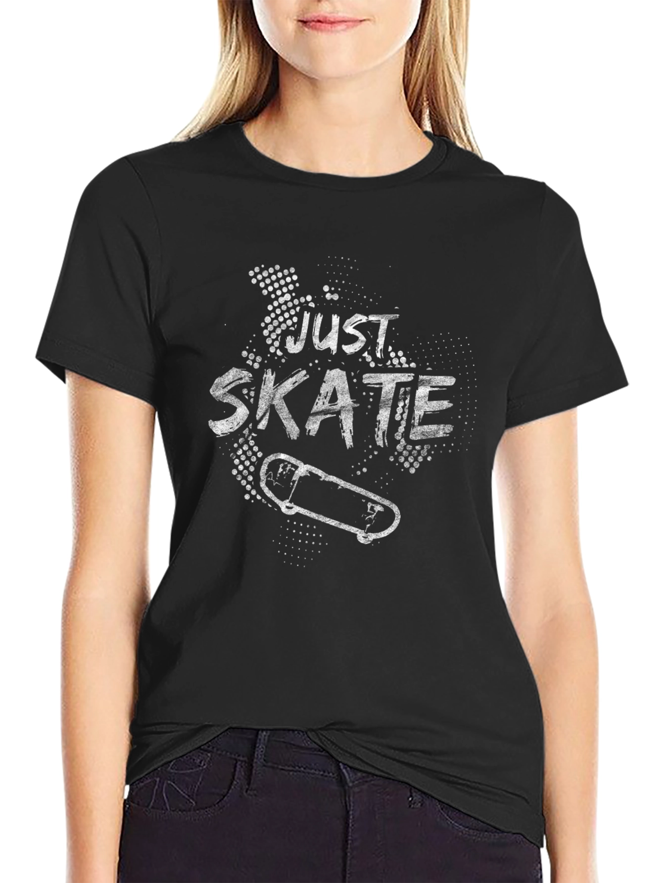 Just Skate Graphic Tee - Black Cotton T-Shirt