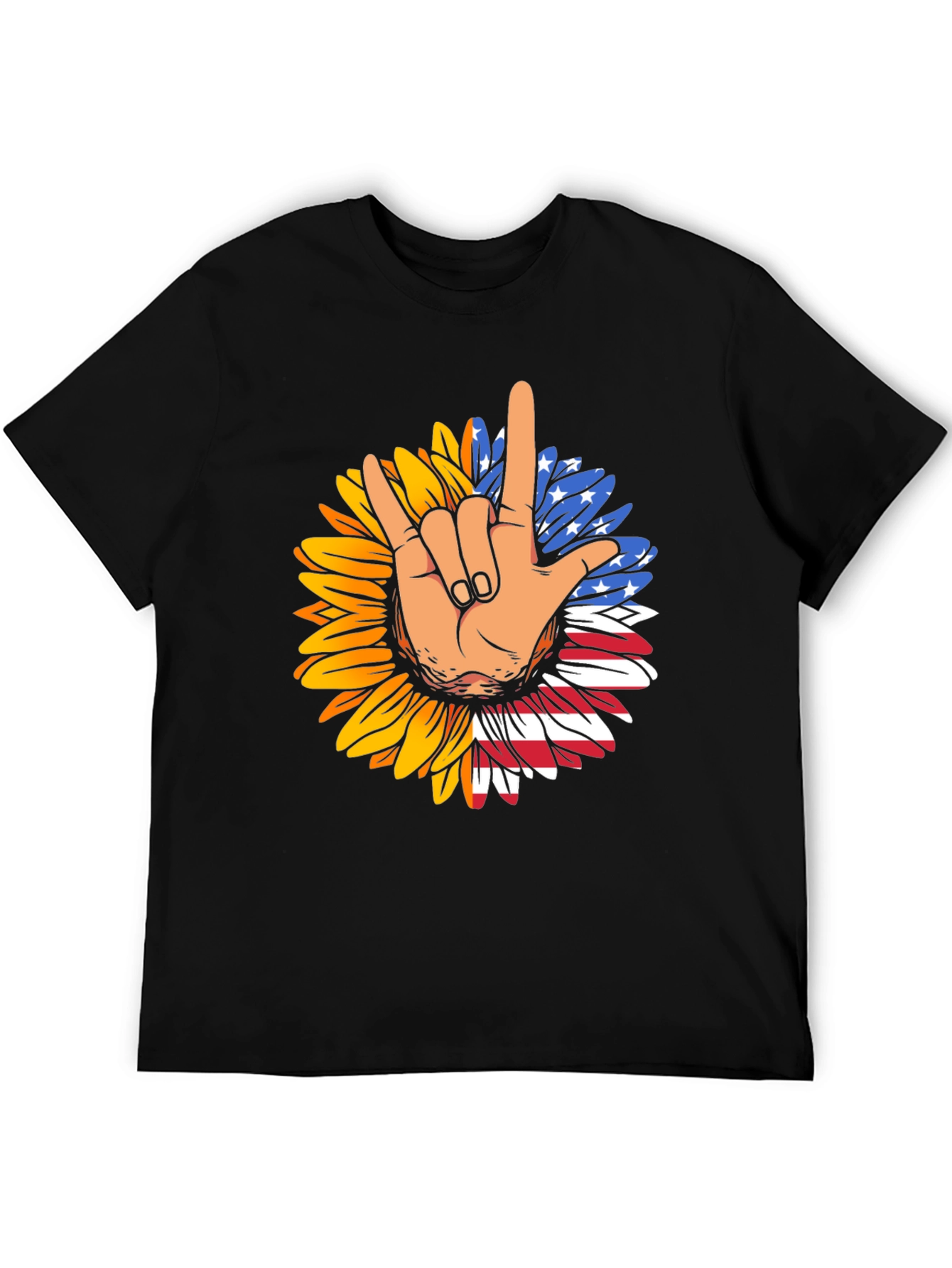 Patriotic Sunflower American Sign Language T-Shirt