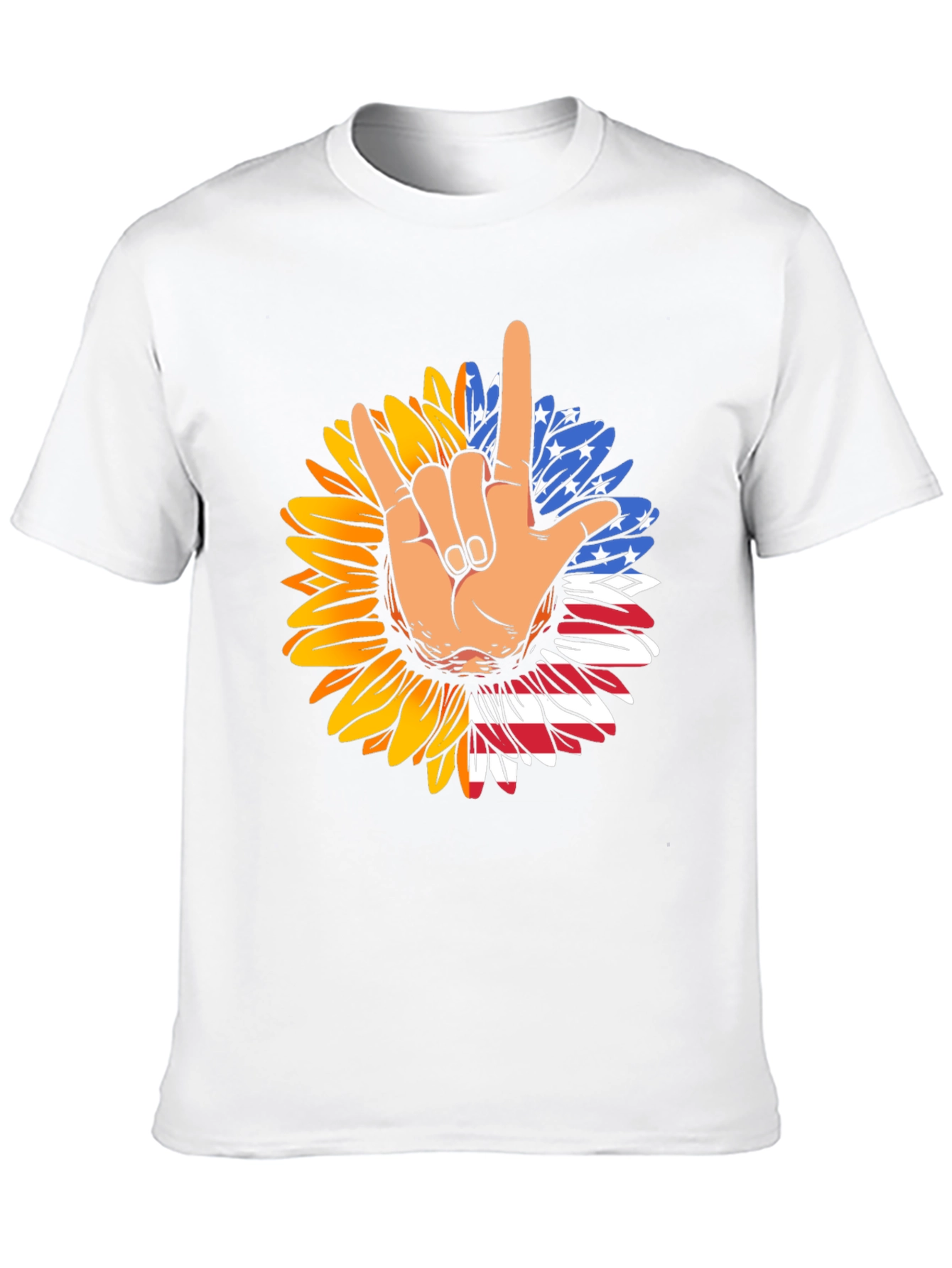 Patriotic Sunflower American Sign Language T-Shirt