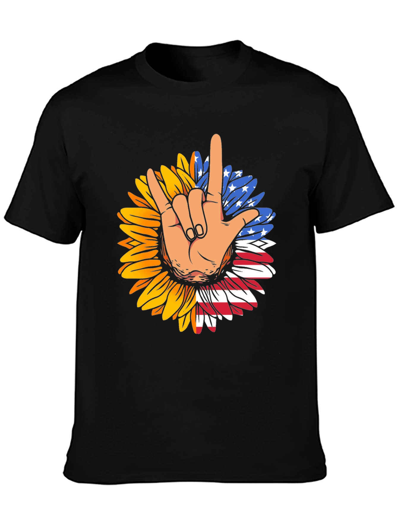 Patriotic Sunflower American Sign Language T-Shirt