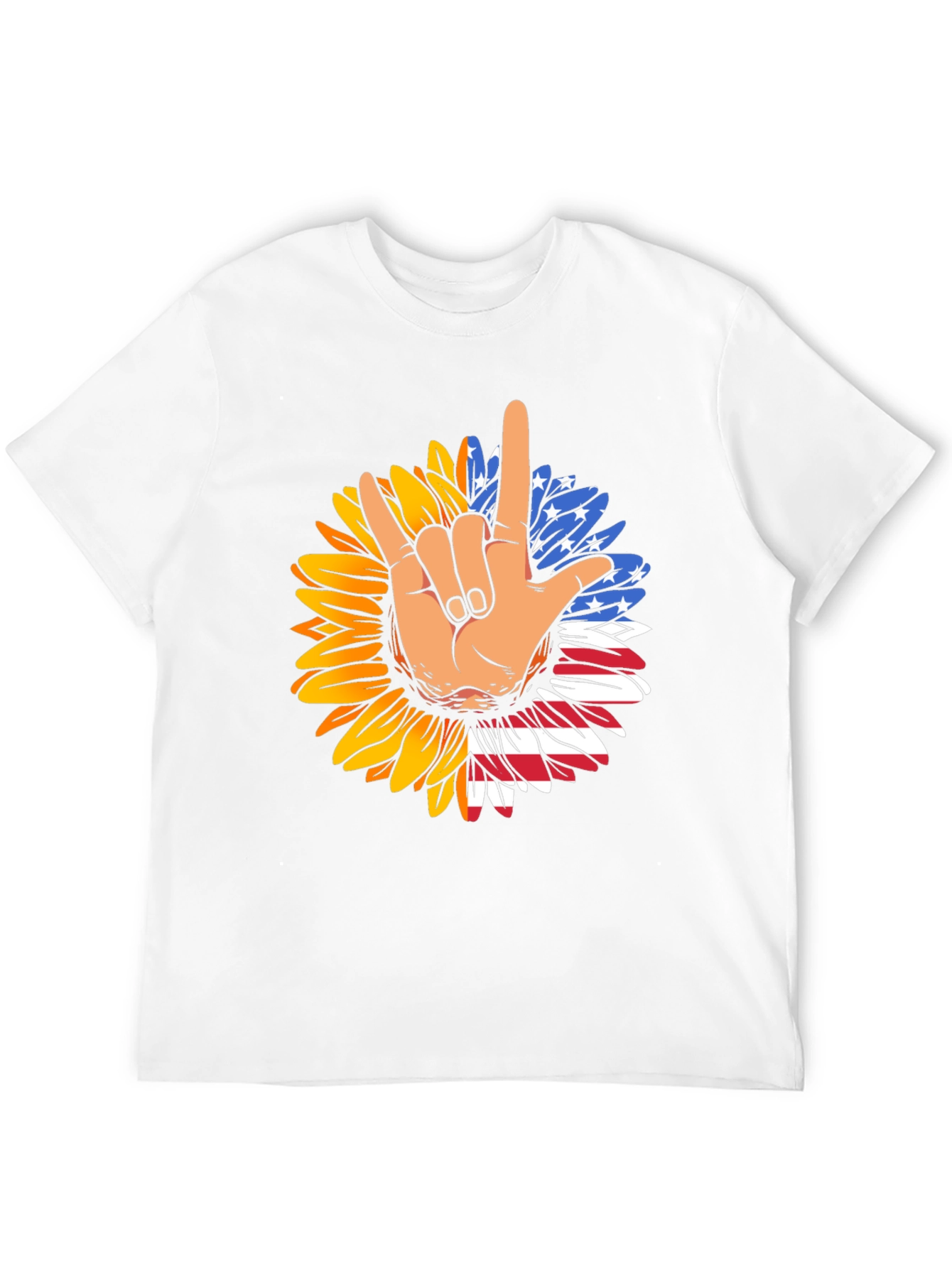 Patriotic Sunflower American Sign Language T-Shirt