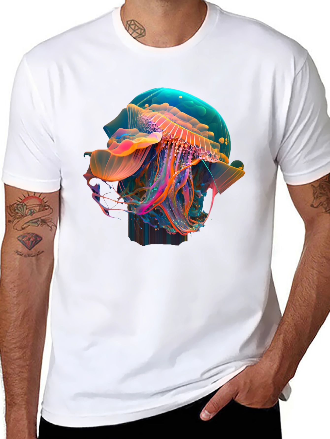 Neon Jellyfish Graphic Black T-Shirt
