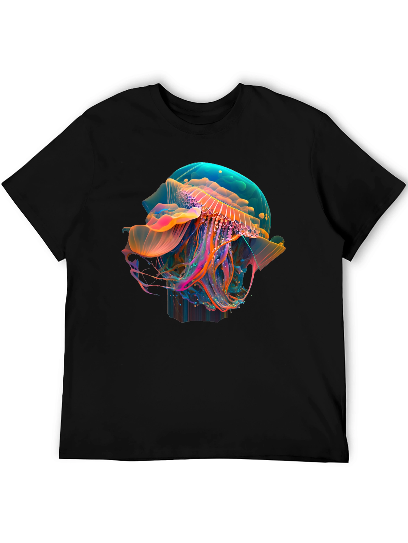 Neon Jellyfish Graphic Black T-Shirt