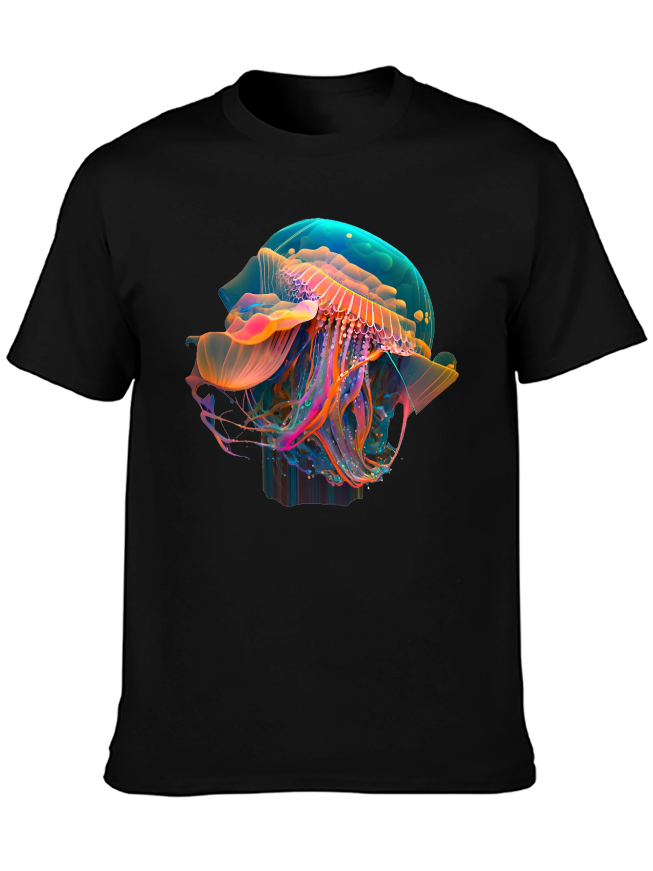 Neon Jellyfish Graphic Black T-Shirt