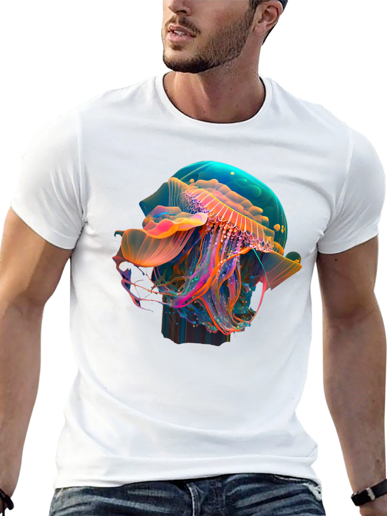 Neon Jellyfish Graphic Black T-Shirt
