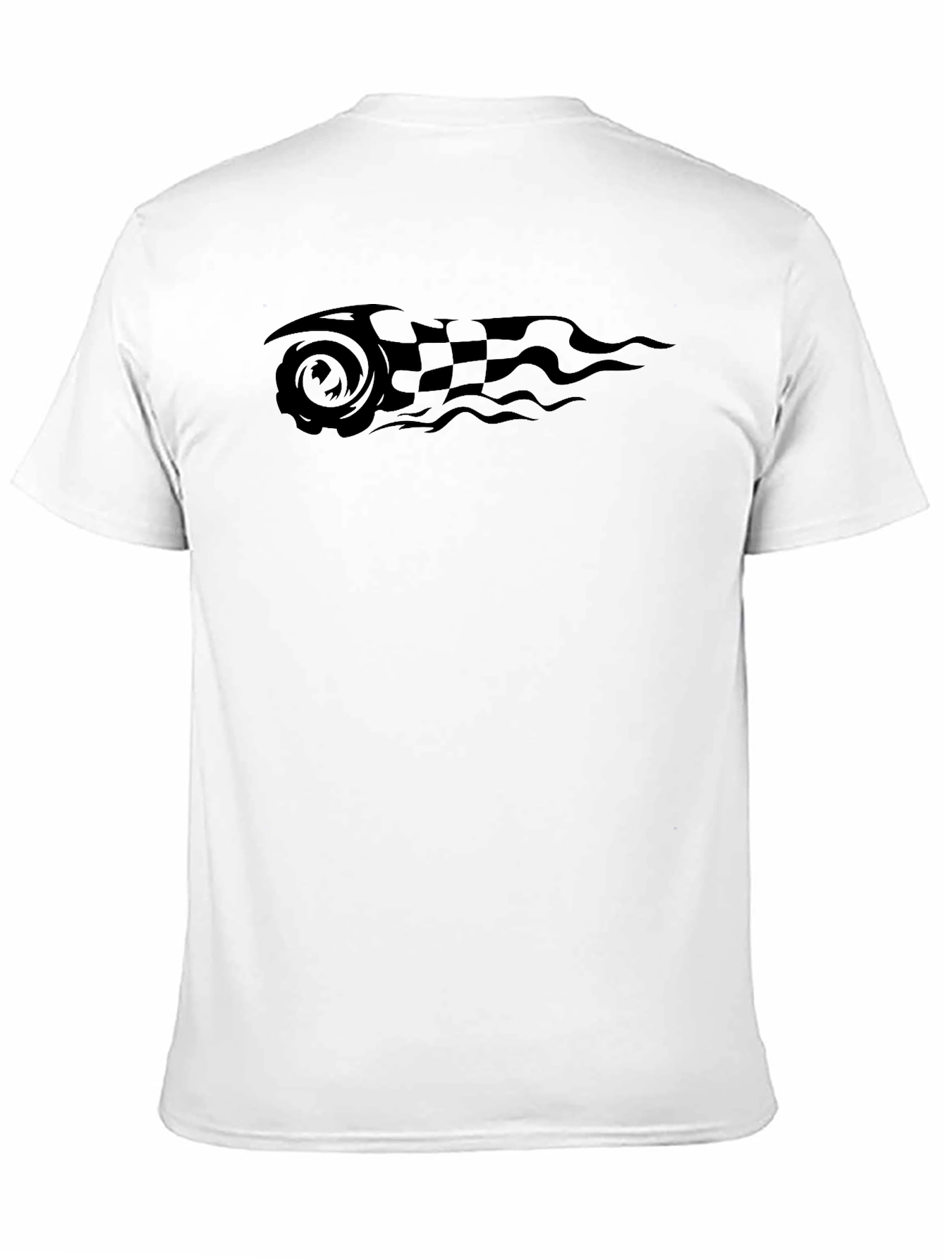 Black Tee with Racing Flag Graphic