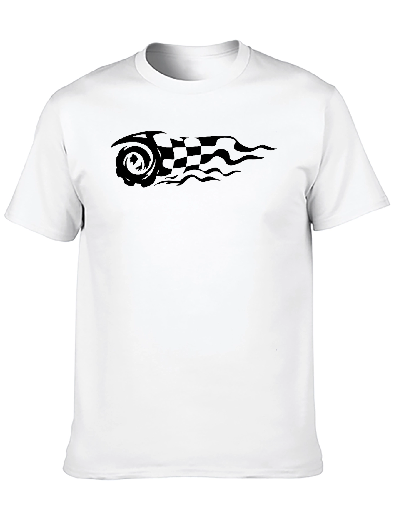 Black Tee with Racing Flag Graphic
