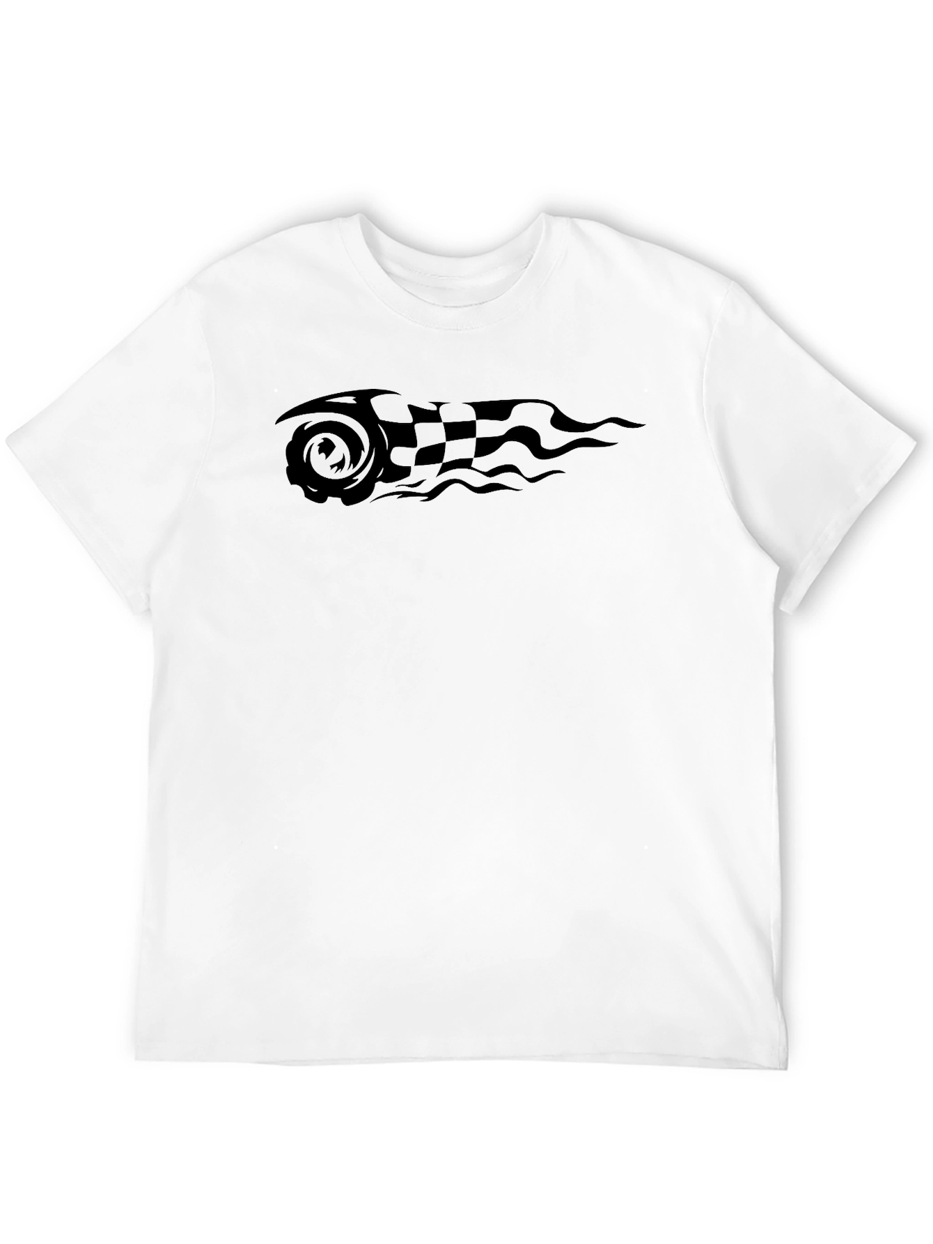 Black Tee with Racing Flag Graphic