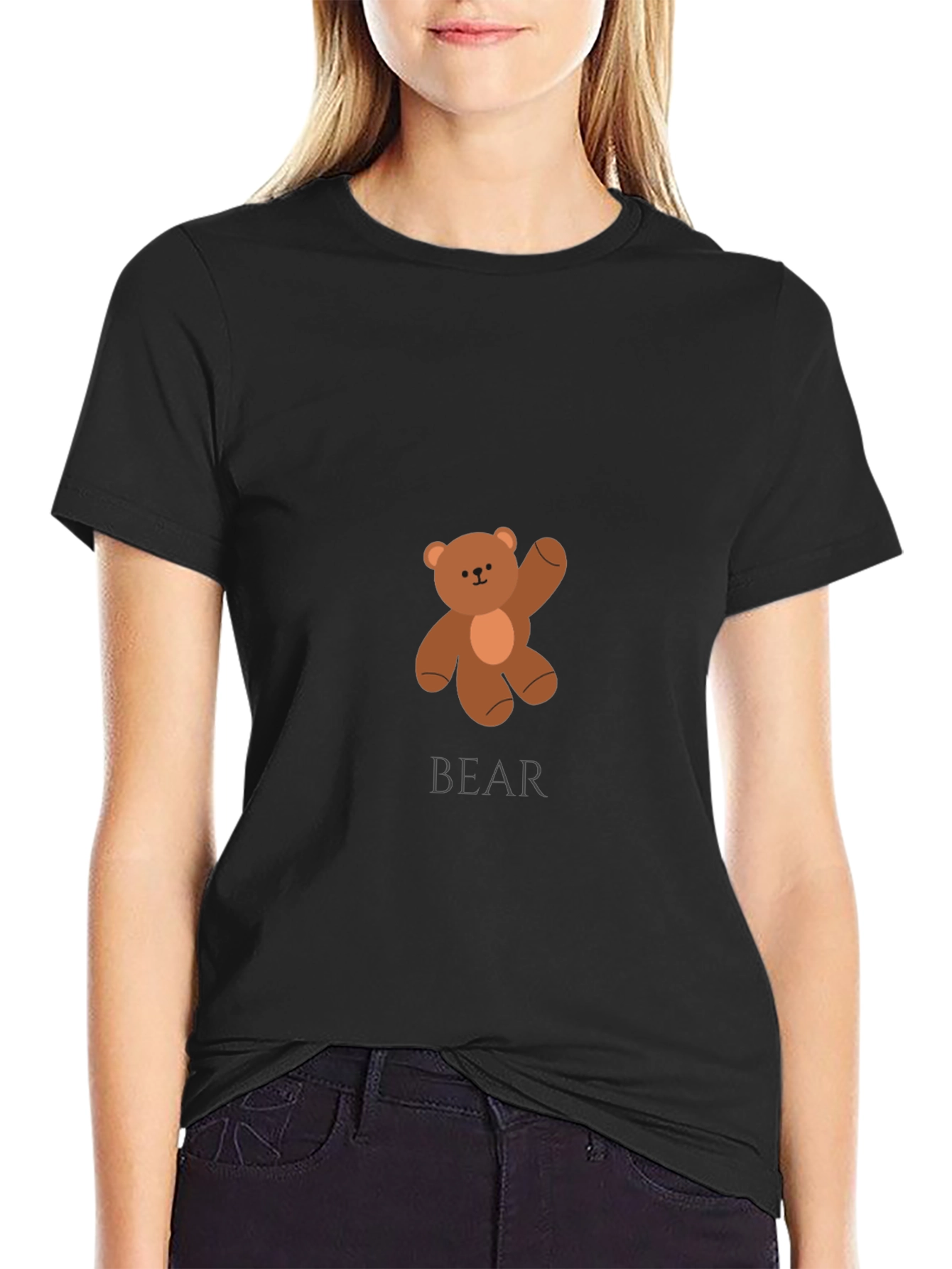 Mens Black Teddy Bear Graphic T-Shirt
