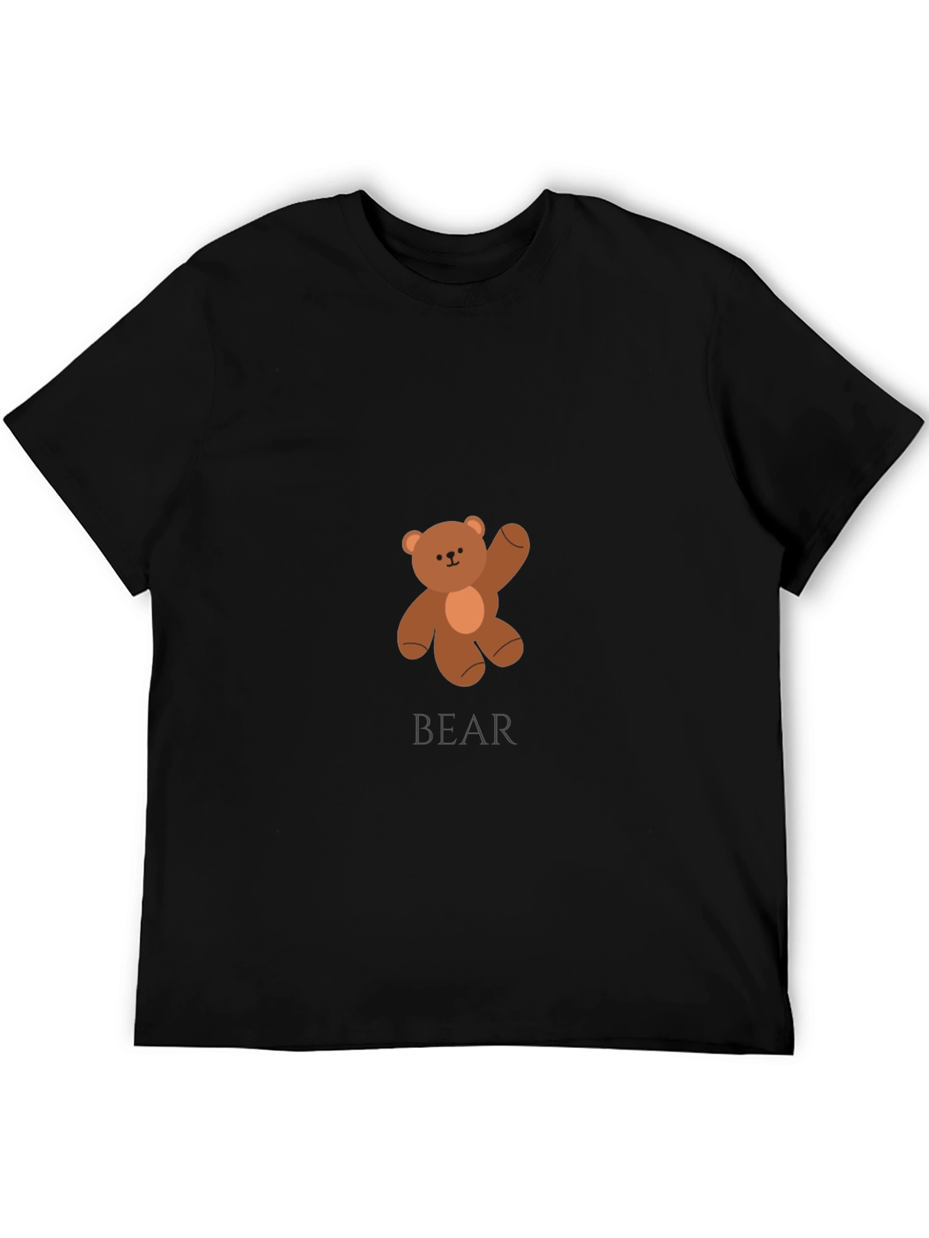 Mens Black Teddy Bear Graphic T-Shirt