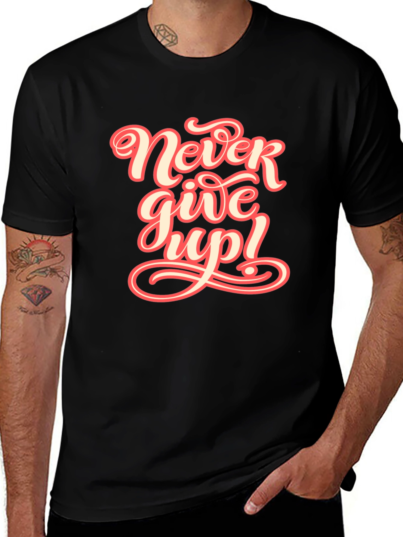 Never Give Up Graphic Tee - Motivational T-Shirt