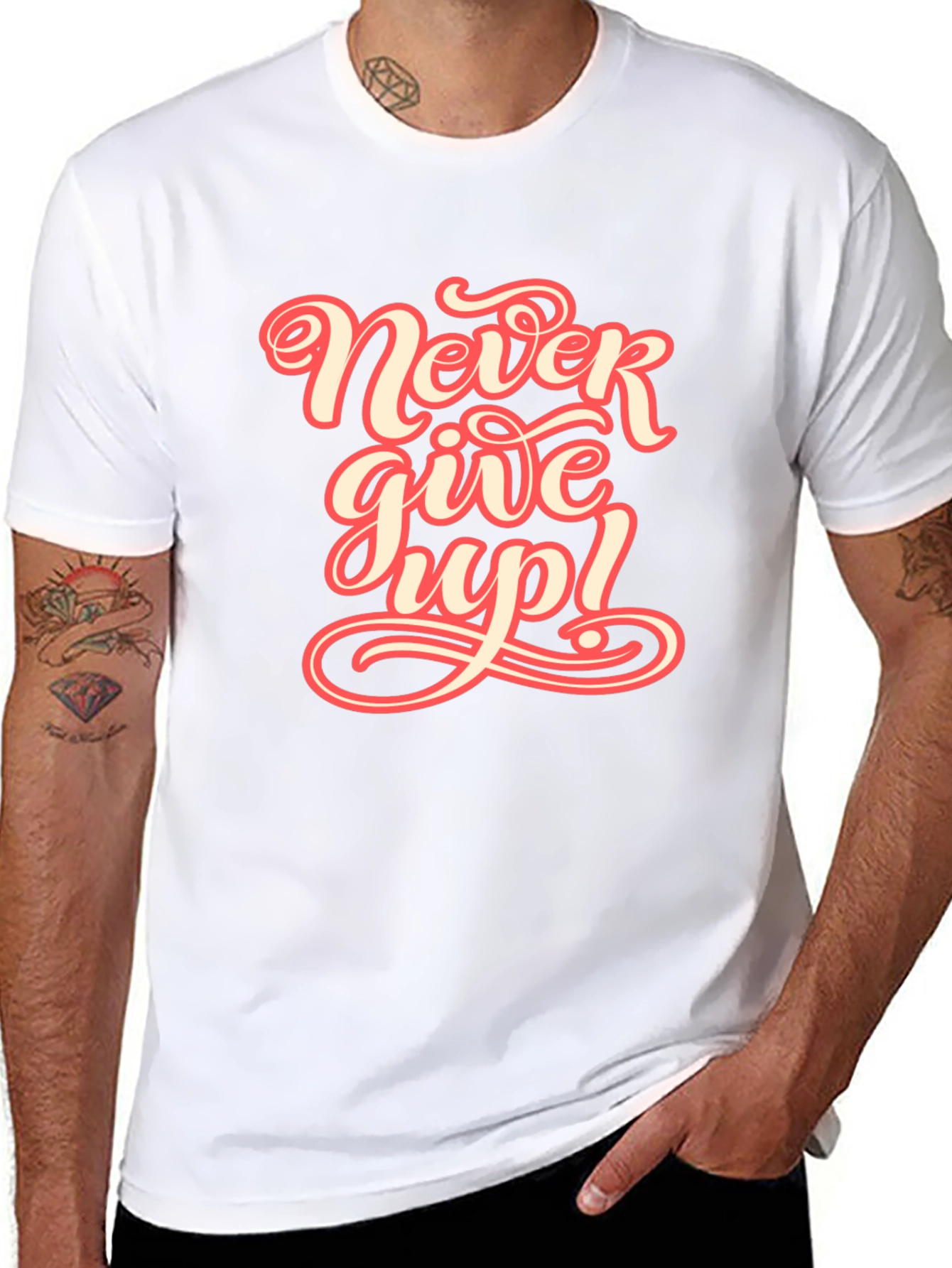 Never Give Up Graphic Tee - Motivational T-Shirt