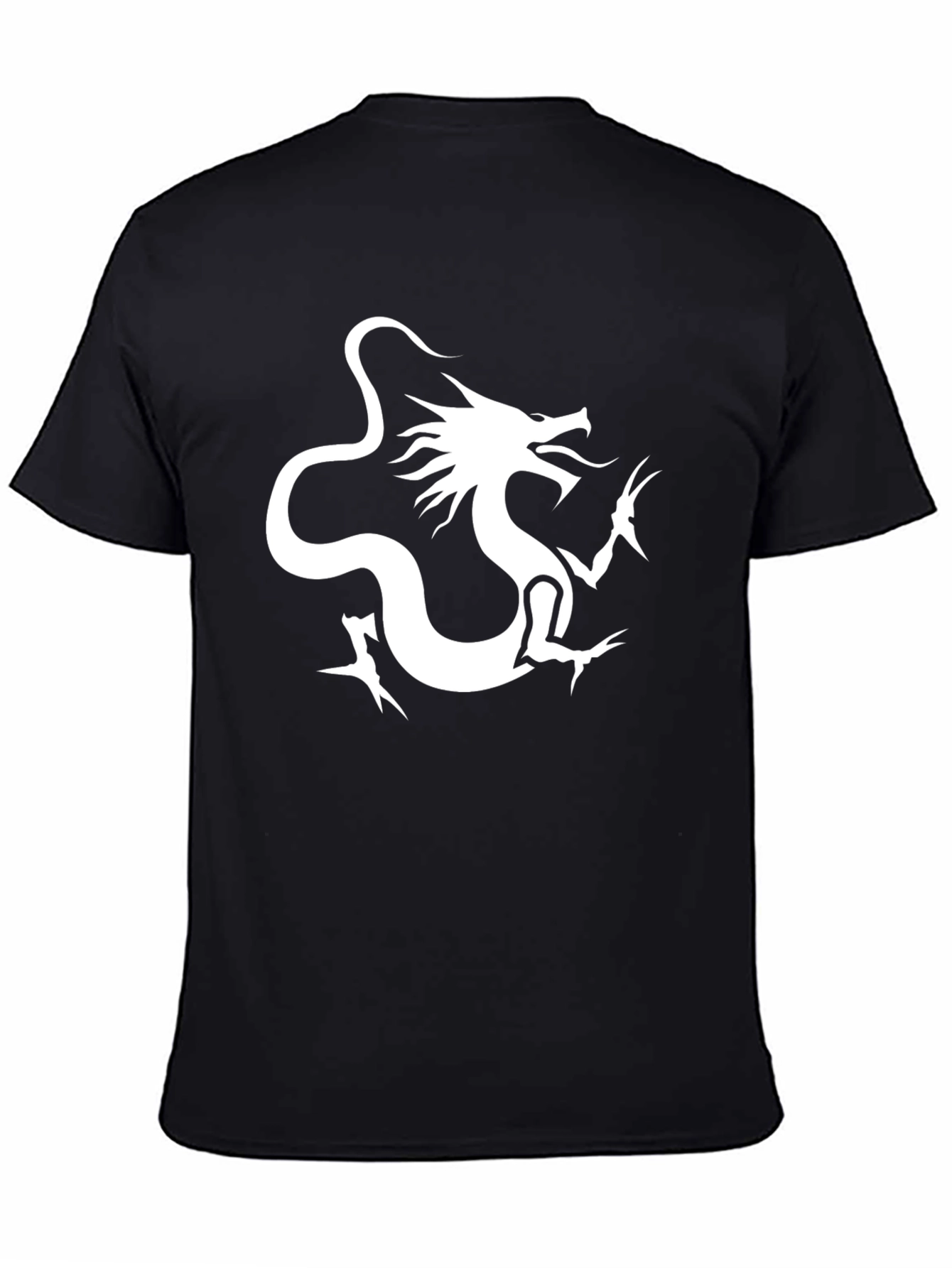 Dragon Graphic Tee - Bold White Print on Black