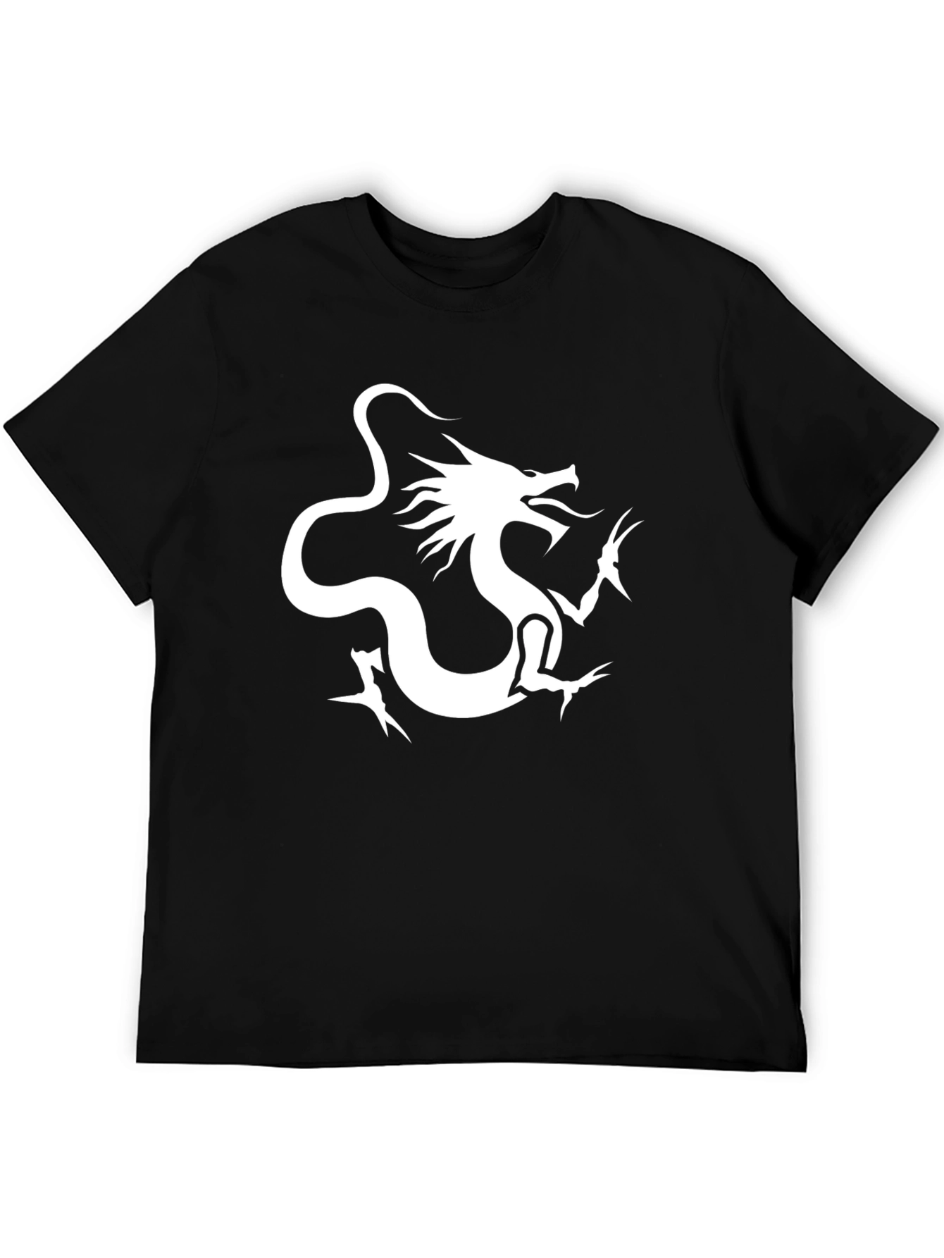 Dragon Graphic Tee - Bold White Print on Black