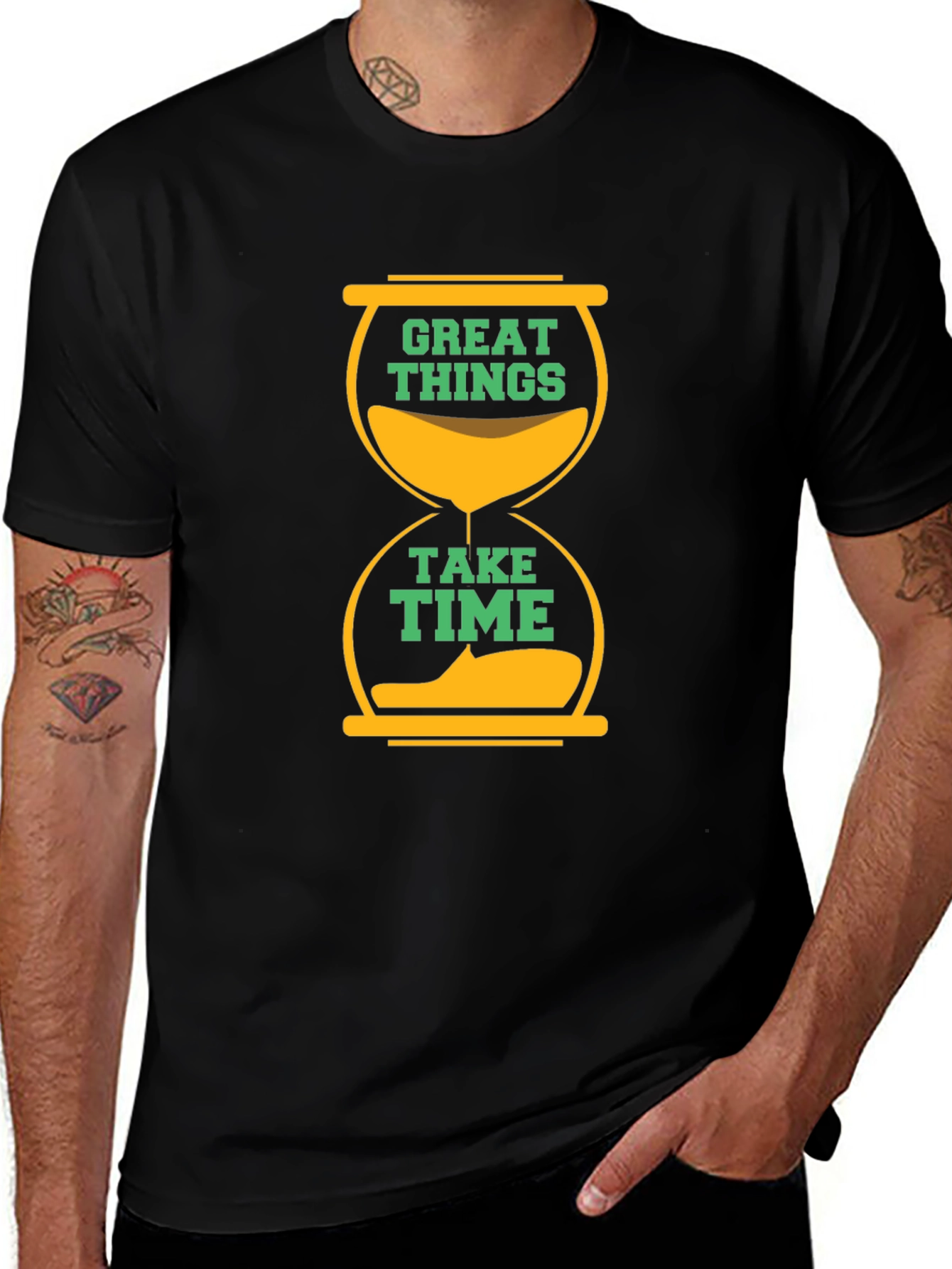Great Things Take Time Black Graphic Tee