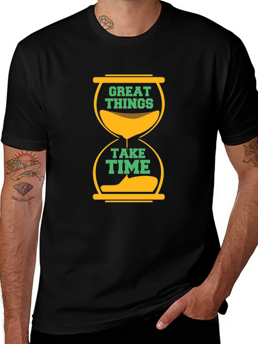 Great Things Take Time Black Graphic Tee