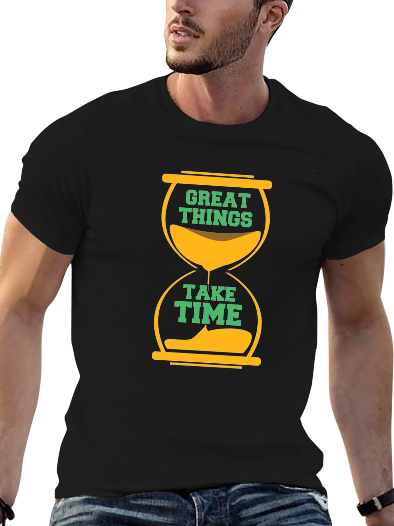 Great Things Take Time Black Graphic Tee