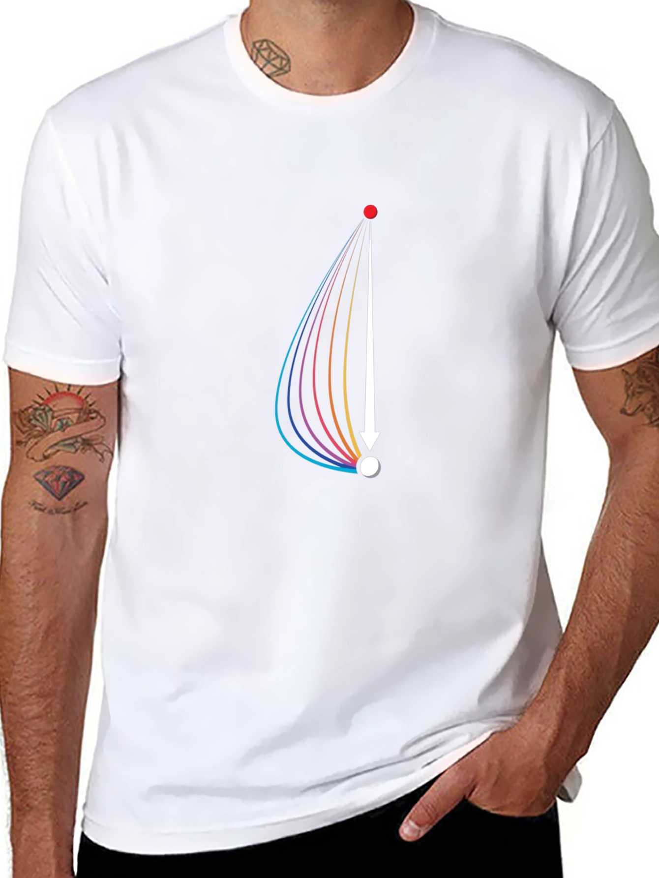 Modern Graphic Tee: Arrow Rainbow Design