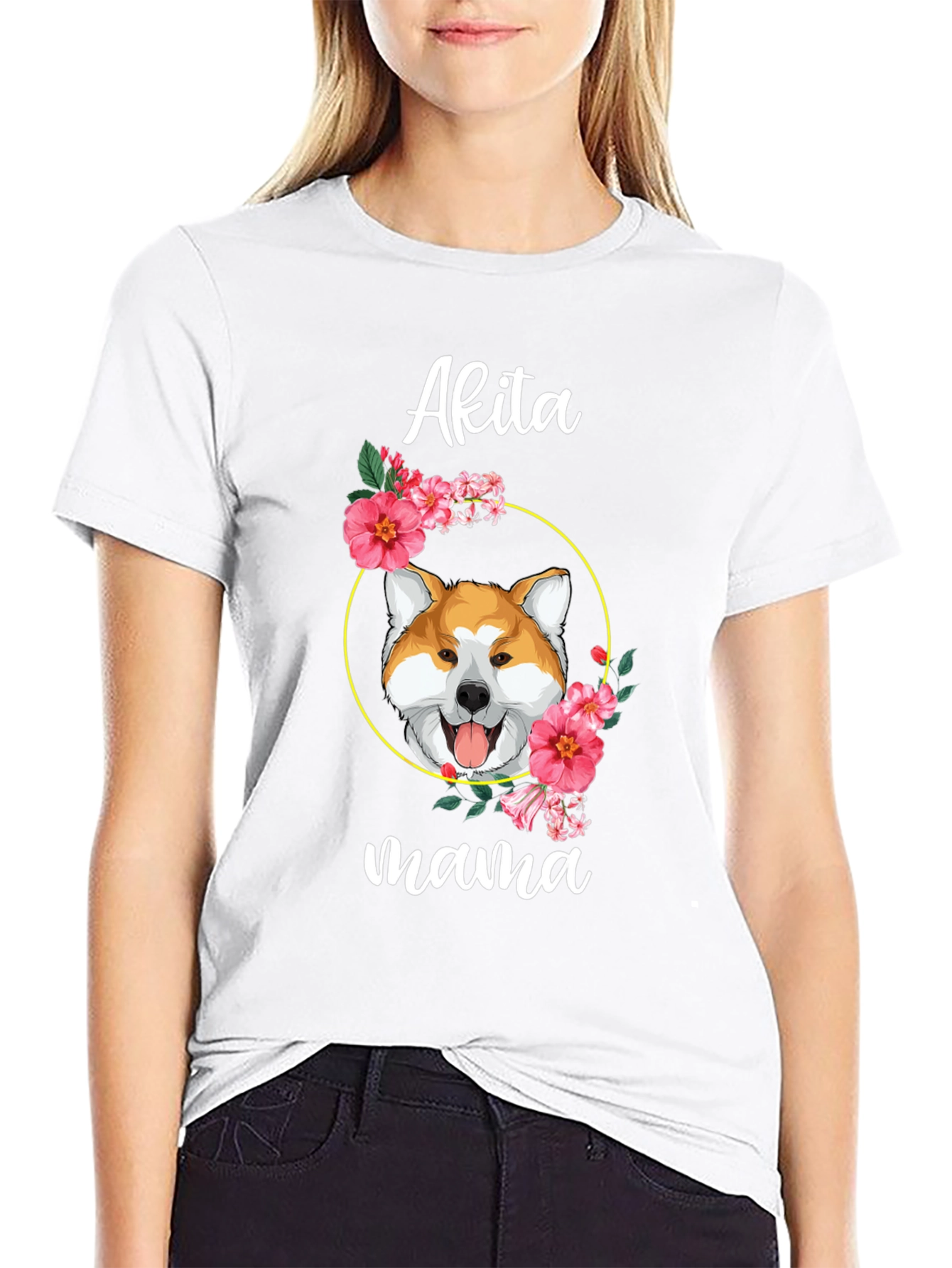 Akita Mama Dog Graphic T-Shirt