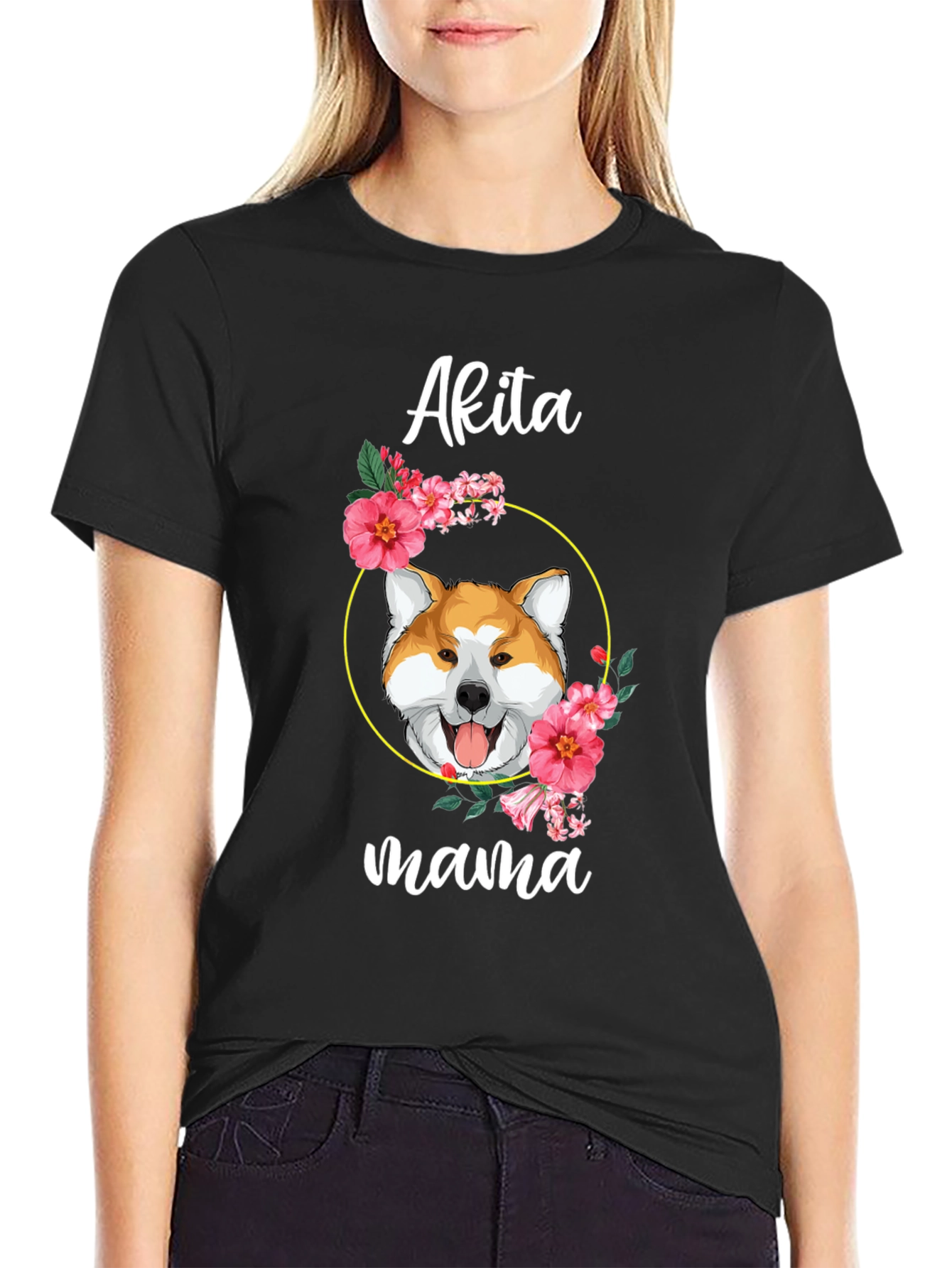 Akita Mama Dog Graphic T-Shirt