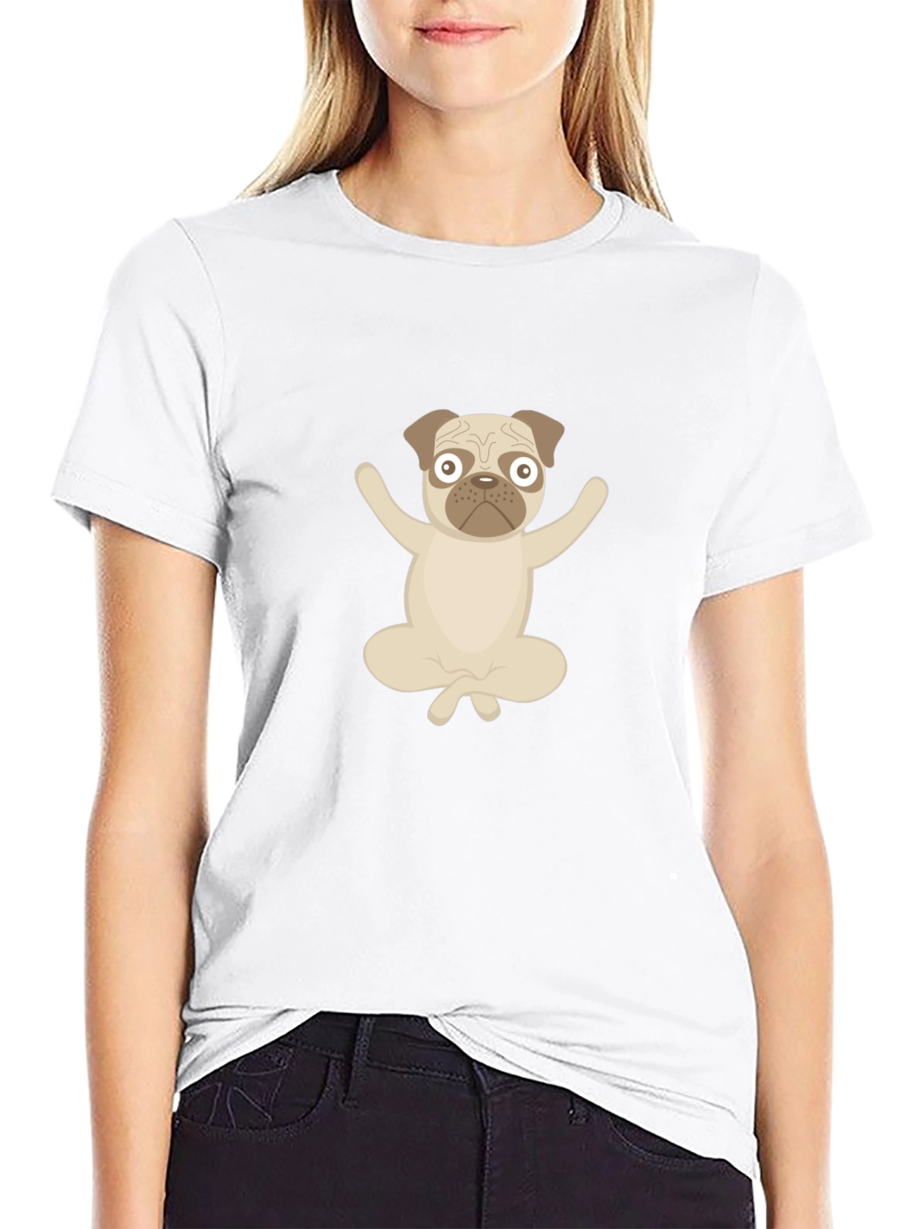 Yoga Pug Black T-Shirt