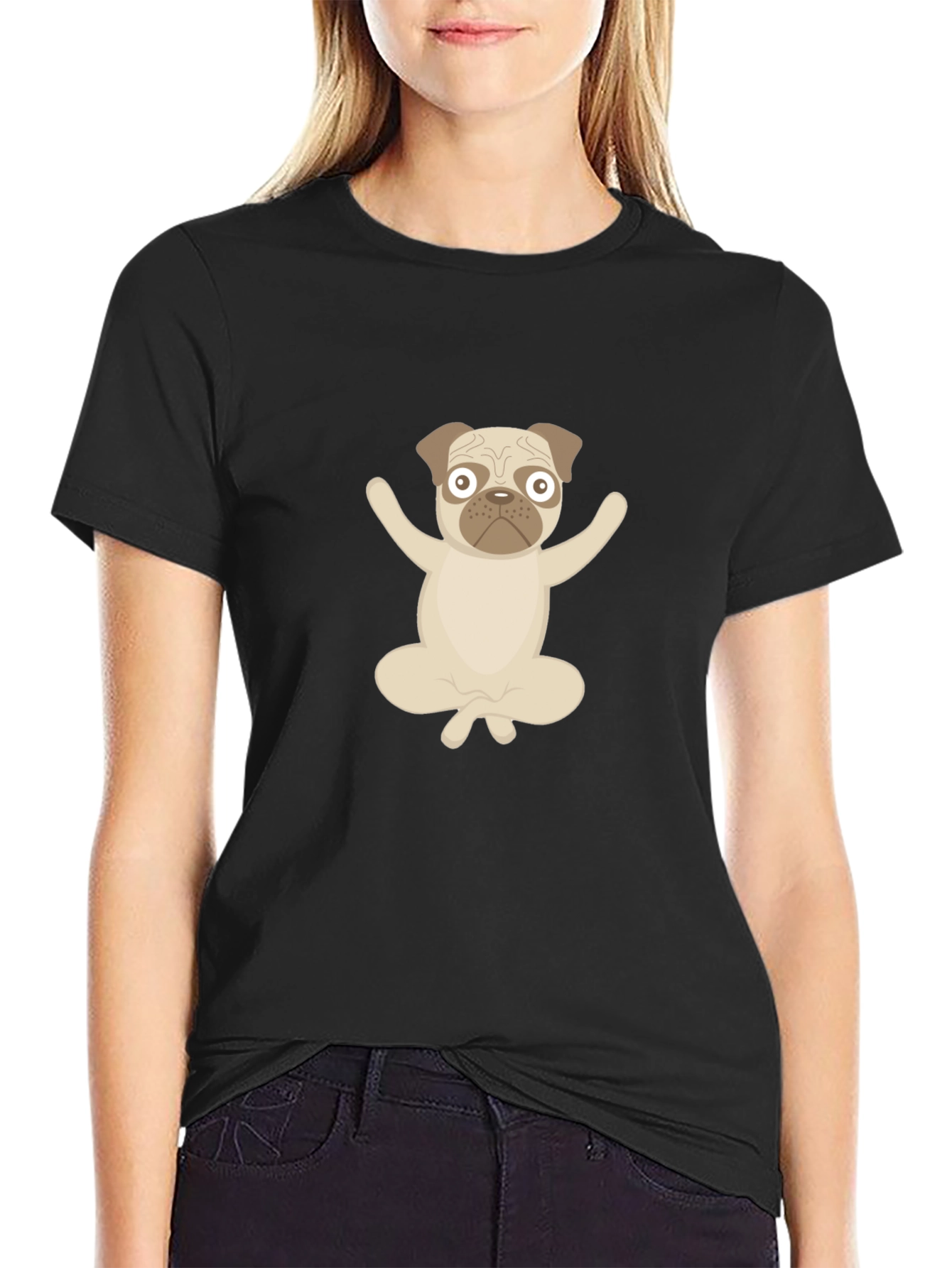 Yoga Pug Black T-Shirt