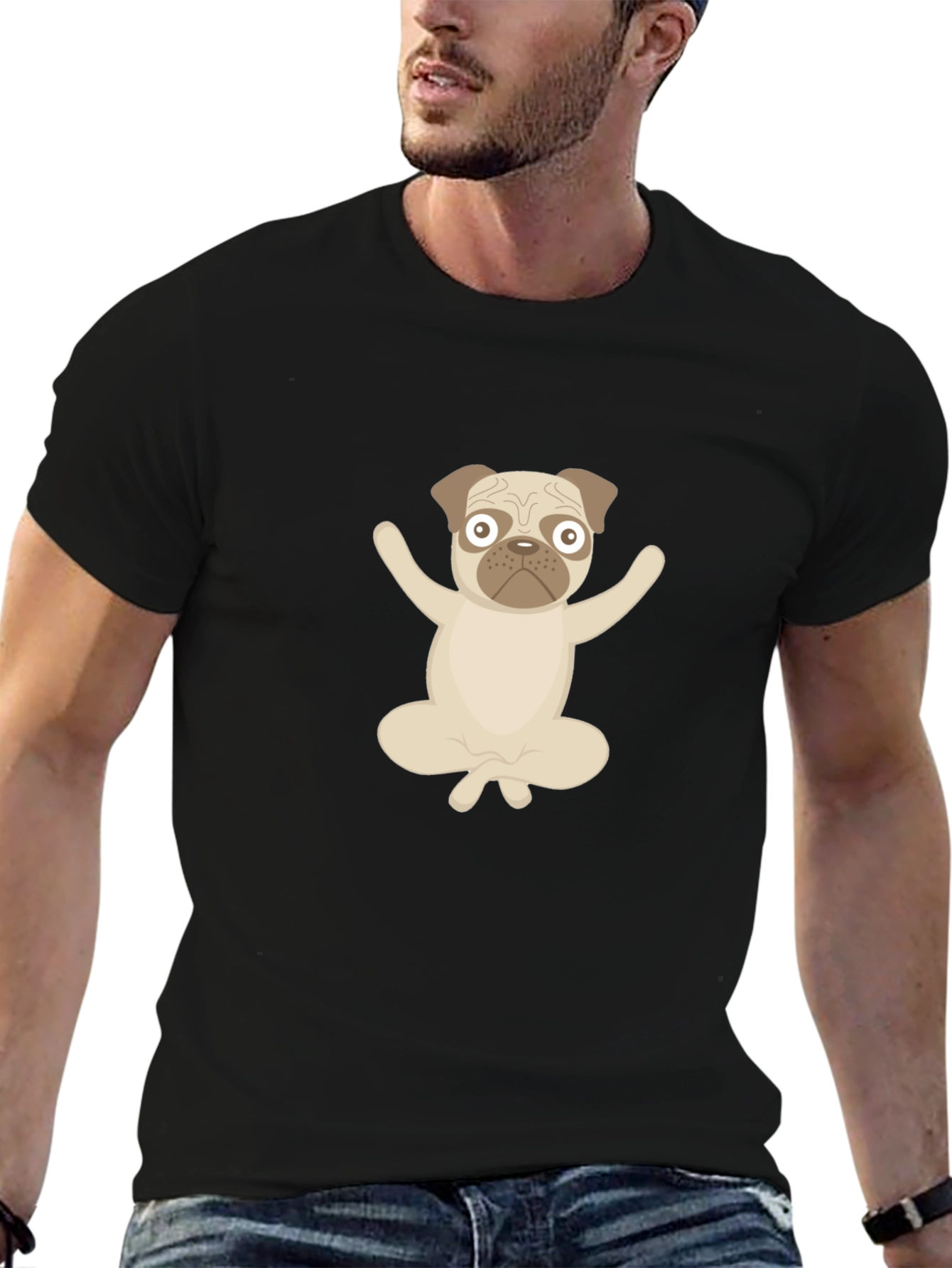 Yoga Pug Black T-Shirt