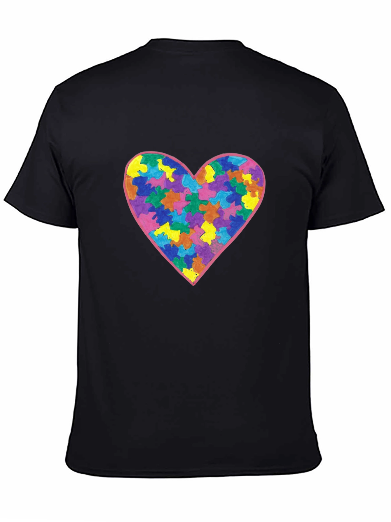 Autism Awareness Heart Graphic Tee - Black